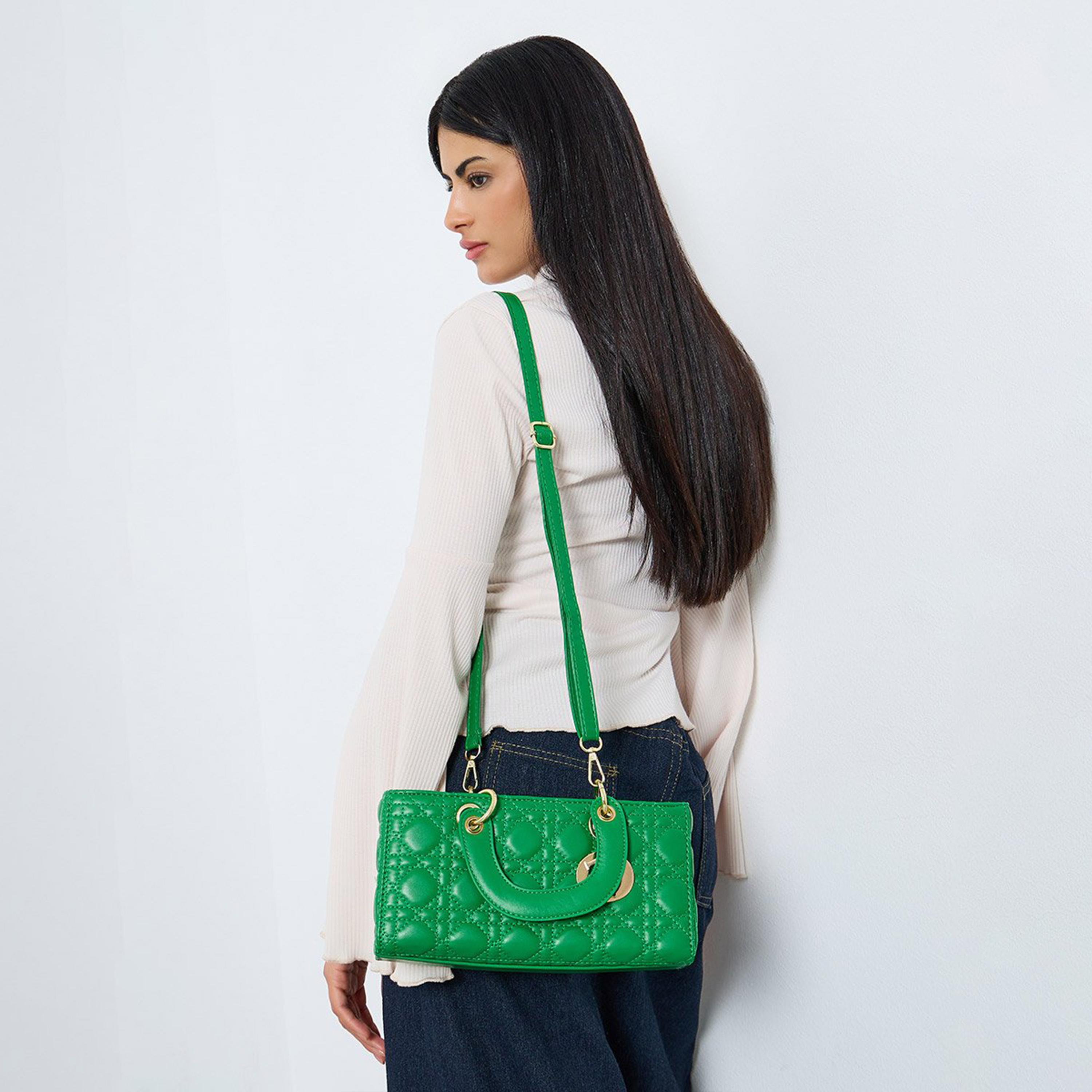 Take Two Green Quilted Bag with Metal Charm-women-bagsandwallets-handbags-image-3
