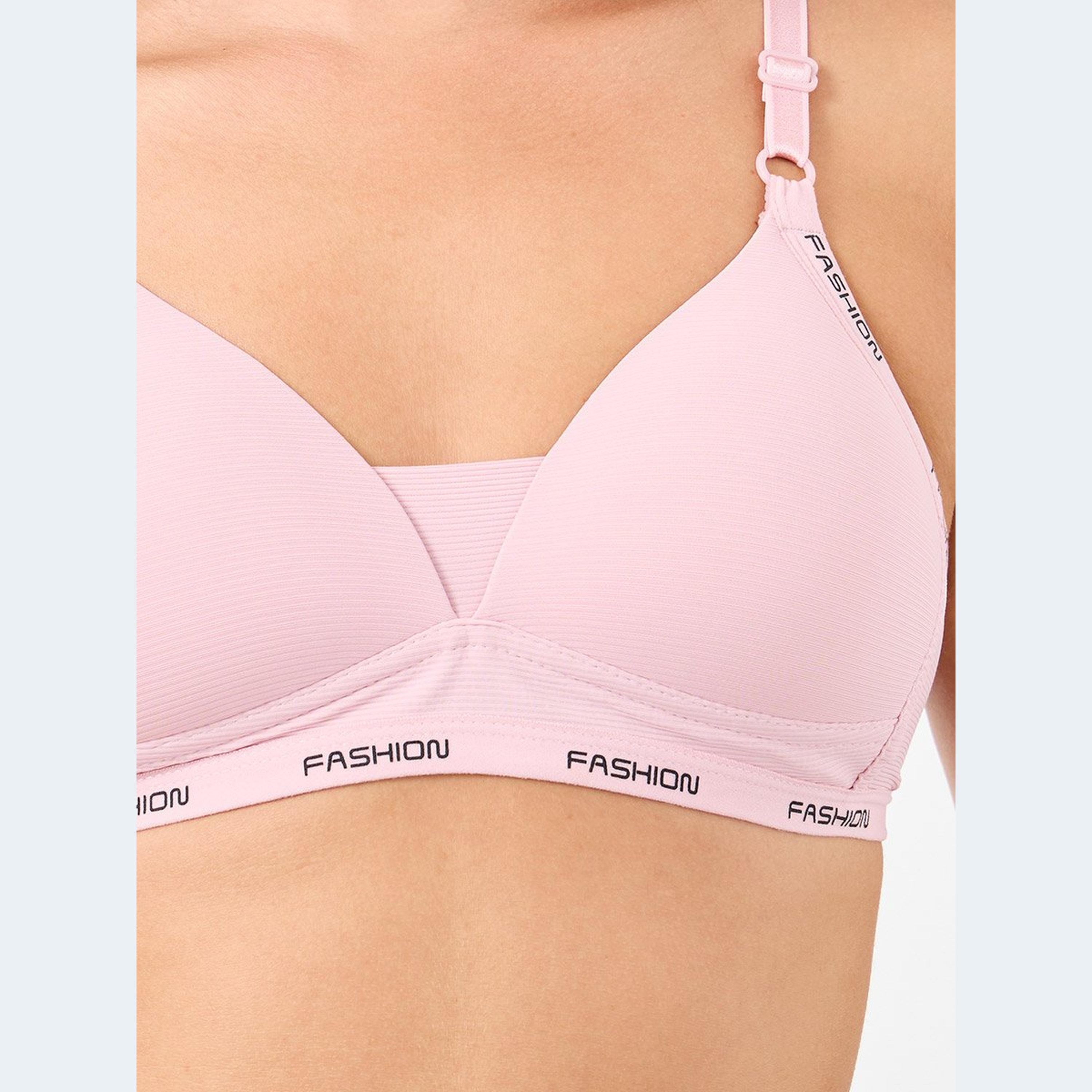 ستايلي - حمالة صدر مبطنة بدون أسلاك مع نص على الأشرطة- قطعتين-women-clothing-lingerie-bras-image-4