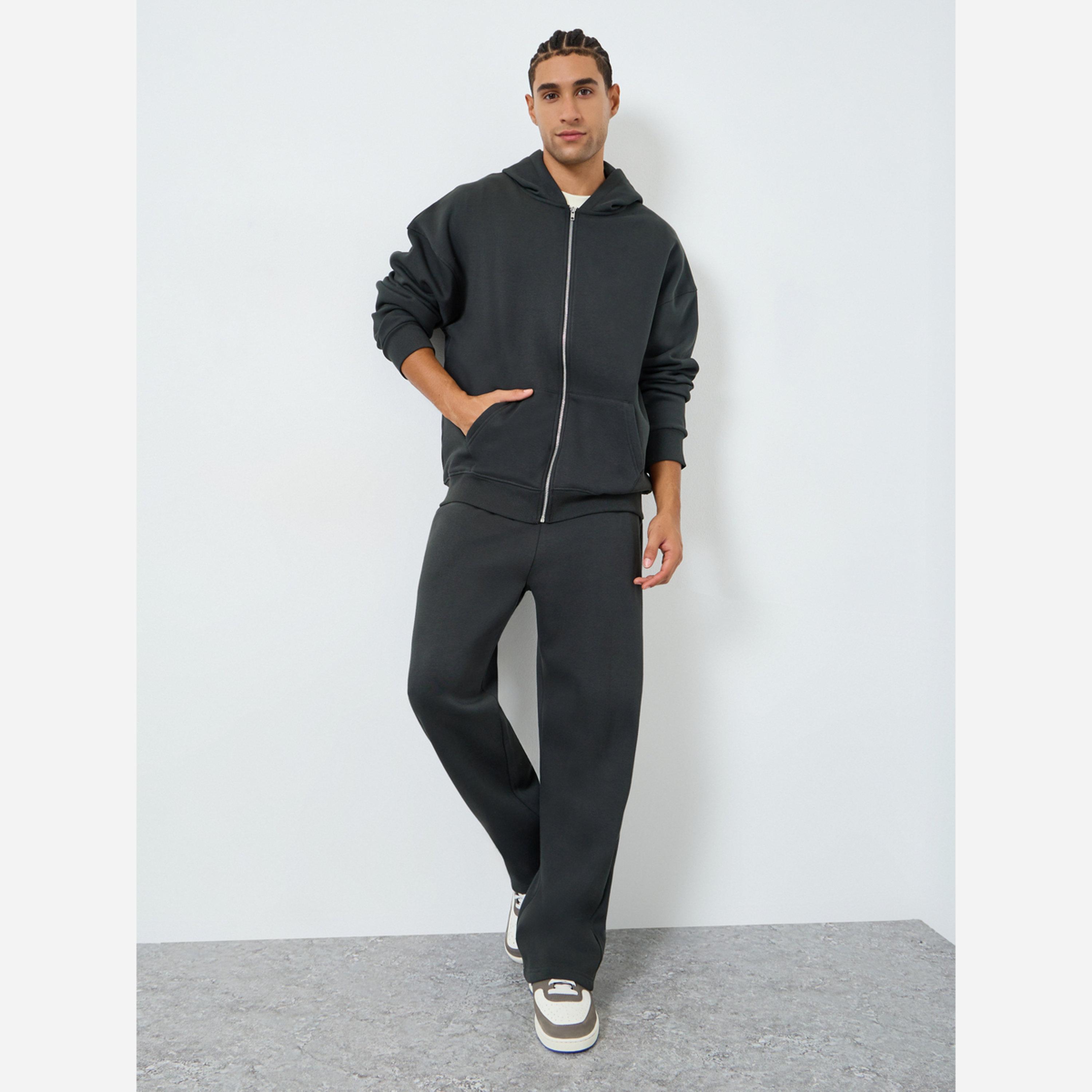 ستايلي - طقم رجالي مقاس واسع جاكيت بقبعة وبنطال رياضي-men-clothing-coordsets-image-1