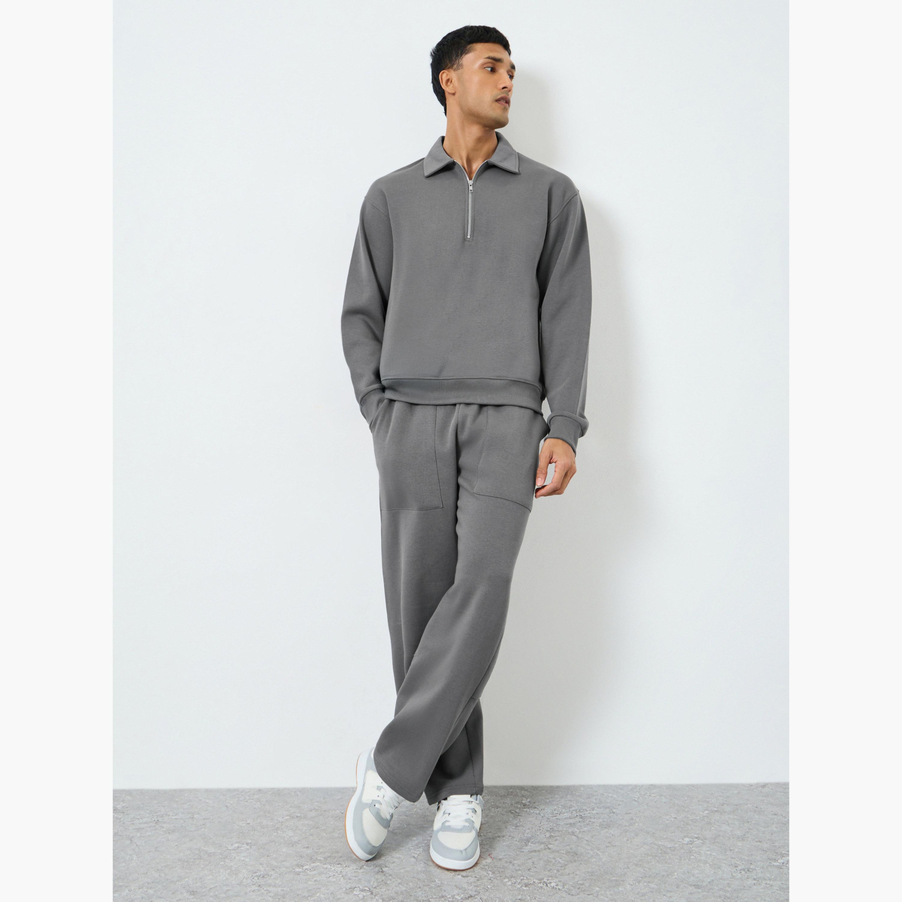 Styli Men Grey Sweatshirt and Joggers Co-Ords-men-clothing-coordsets-image-1