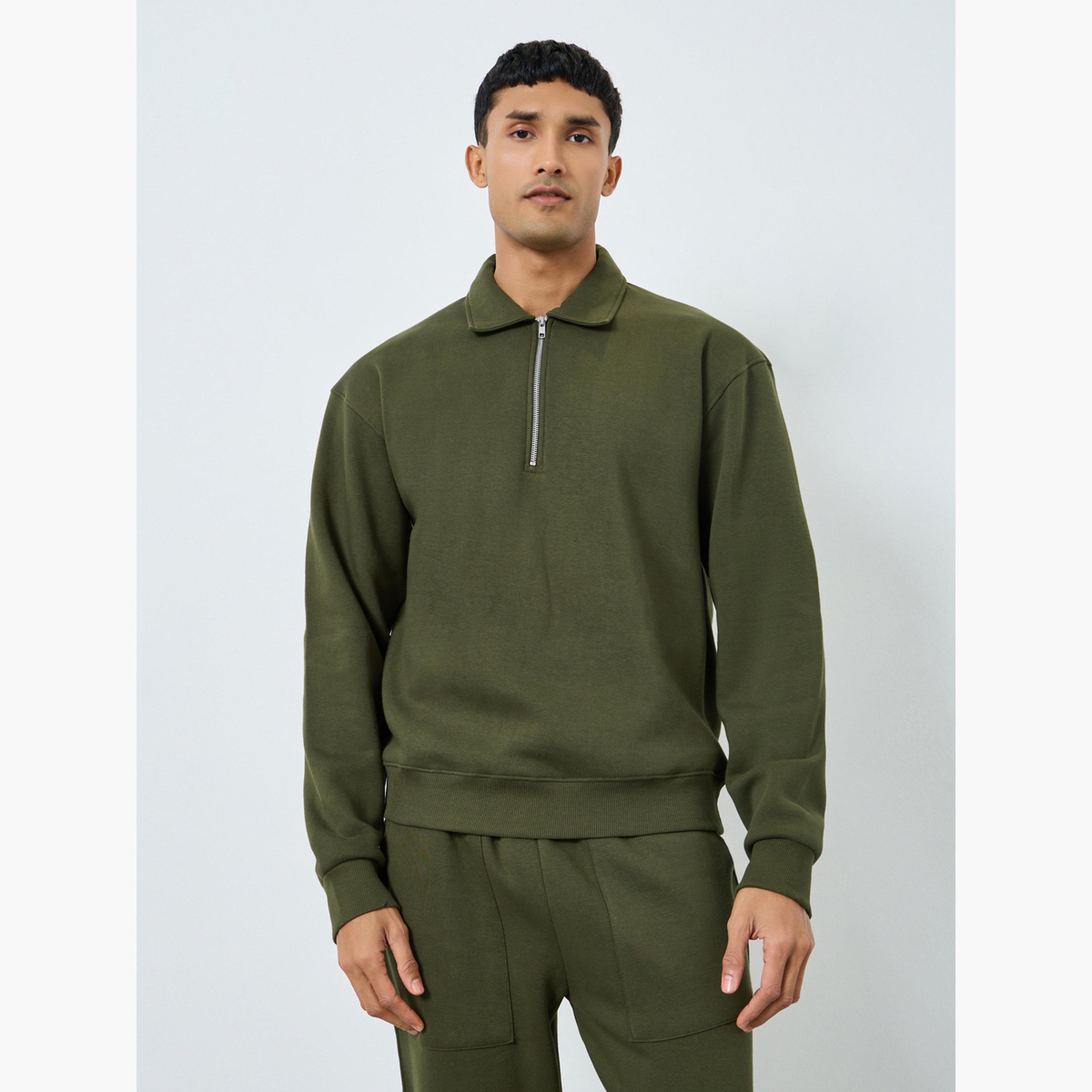طقم منسق من سويت شيرت بسحاب وجوغر للرجال-men-clothing-coordsets-image-2