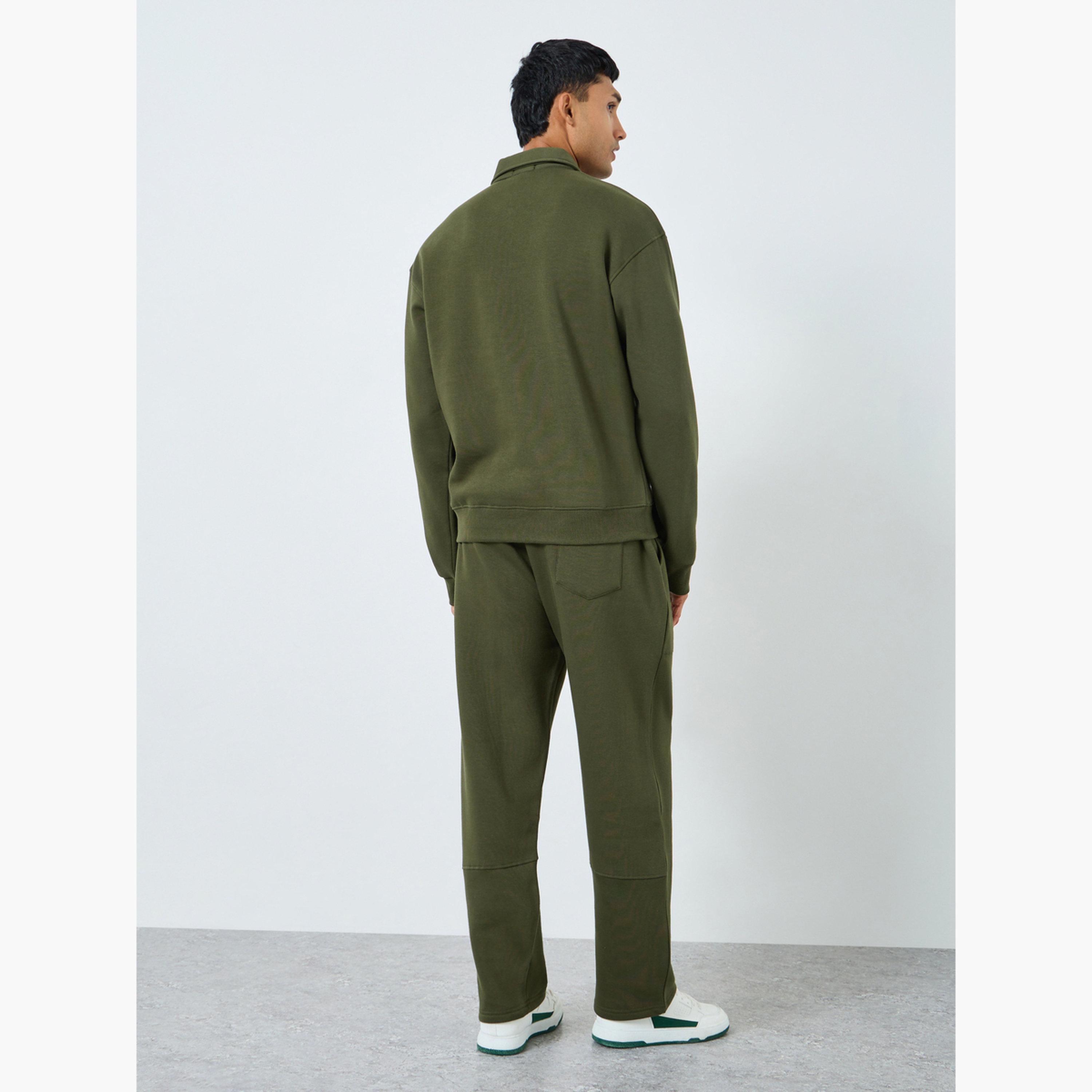 Styli Men Olive Green Zip Sweatshirt and Joggers Co-Ords-men-clothing-coordsets-image-5