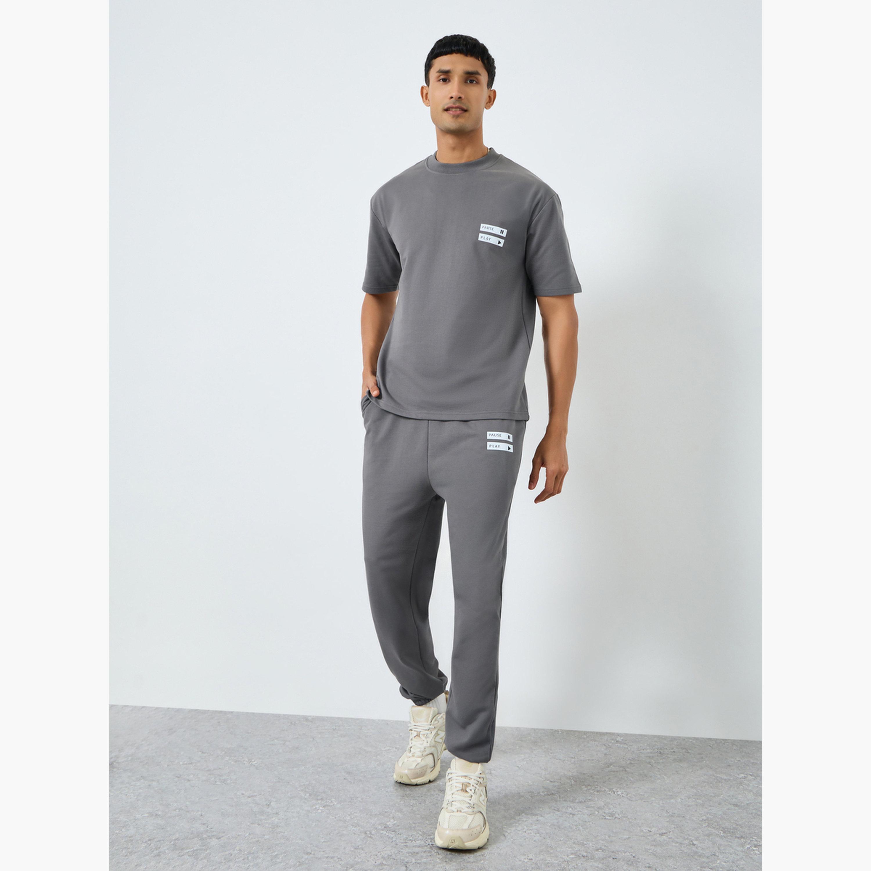Styli Men Short Sleeve Oversized T-Shirt and Joggers Co-Ords-men-clothing-coordsets-image-1