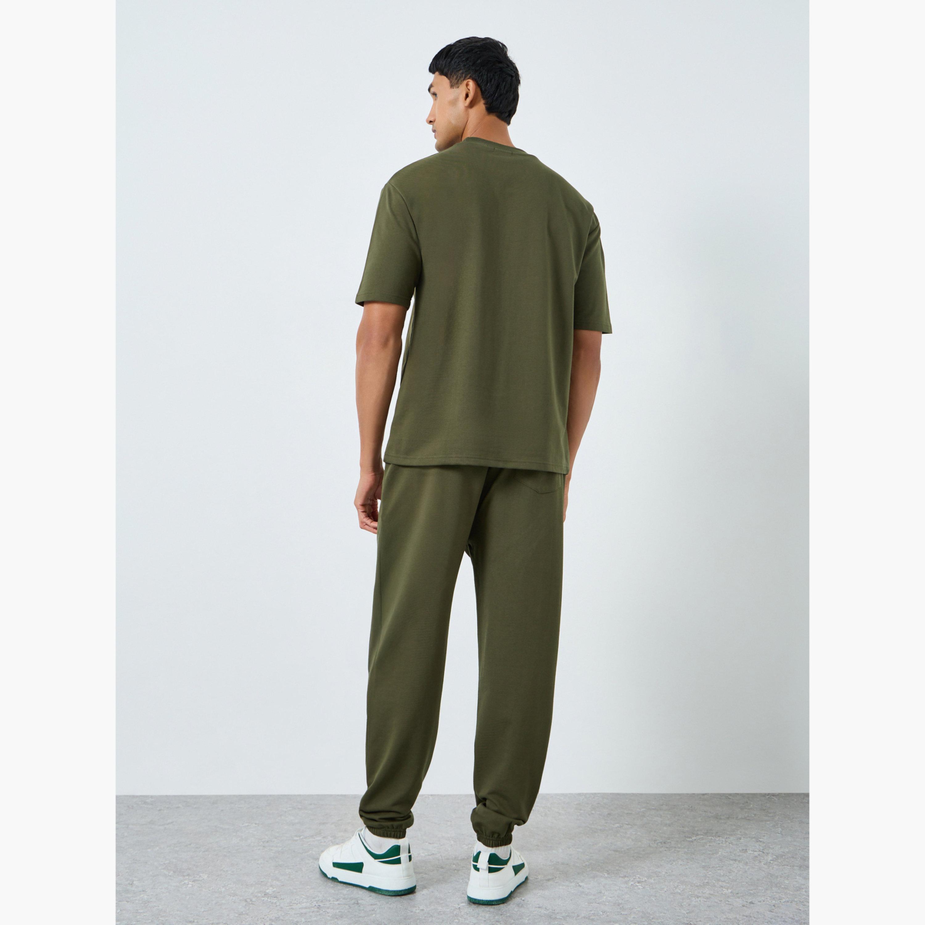 Styli Men Olive Oversized T-Shirt and Joggers Co-Ords-men-clothing-coordsets-image-6