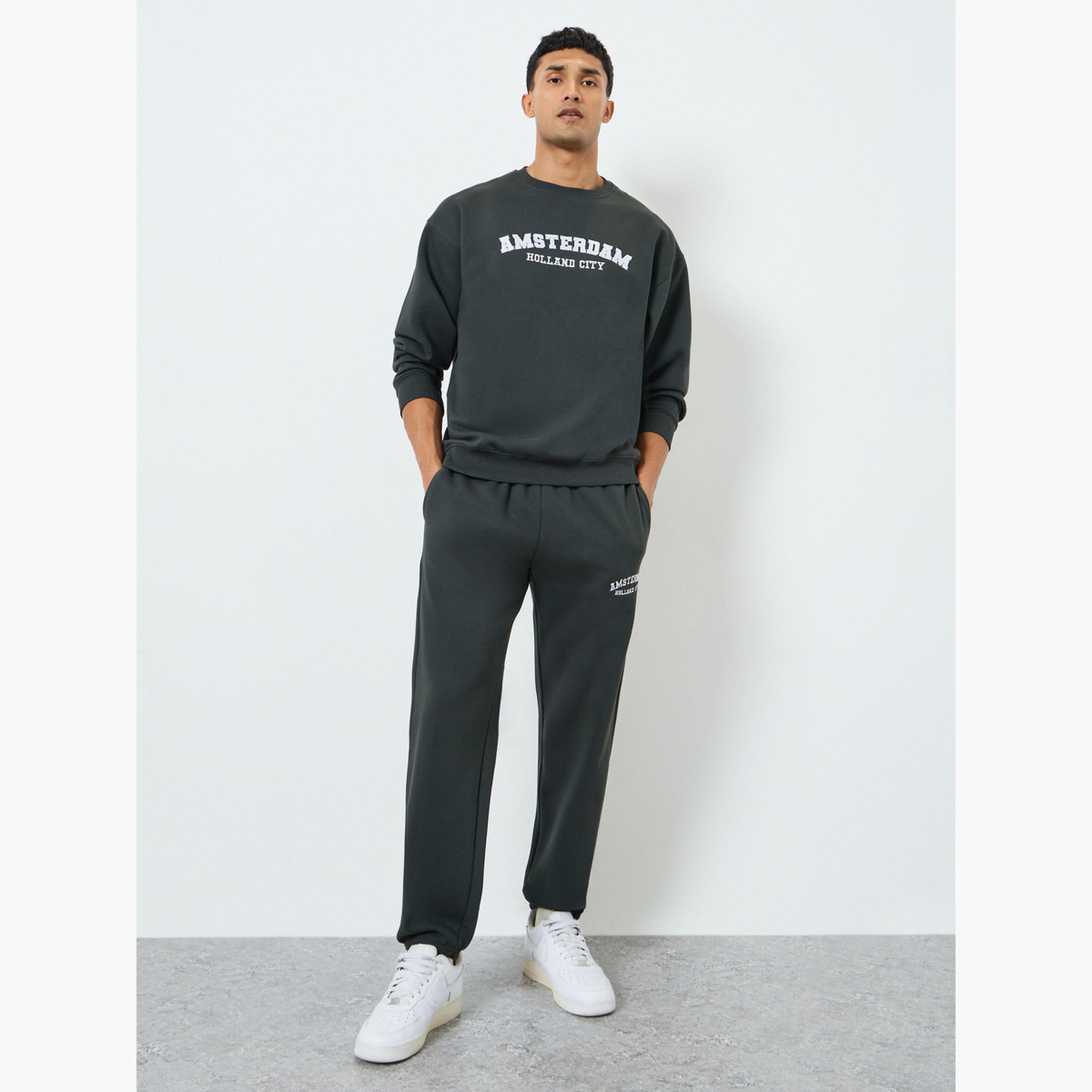 Styli Men Dark Green Sweatshirt and Joggers Co-Ords-men-clothing-coordsets-image-1