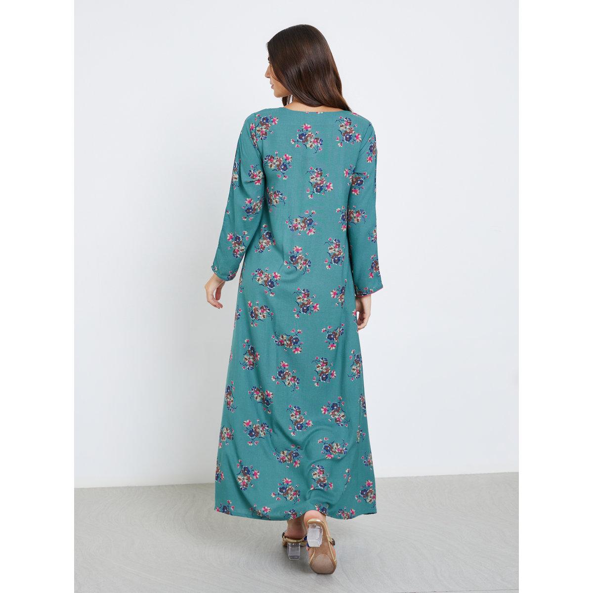 Maxim Creation Multi Thread Embroidery Jalabiya with Floral Print-women-arabicclothing-jalabiyas-image-5
