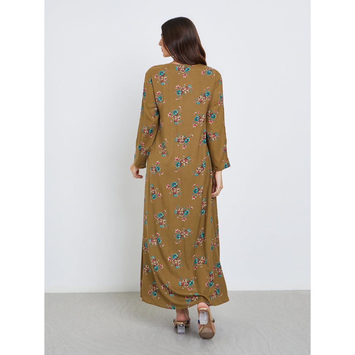 Maxim Creation Multi Thread Embroidery Jalabiya with Floral Print-women-arabicclothing-jalabiyas-image-5