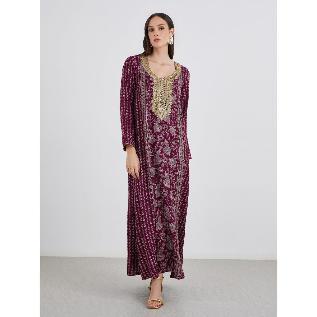 Maxim Creation Golden Jari Thread V Neck Jalabiya-women-arabicclothing-jalabiyas-image-2