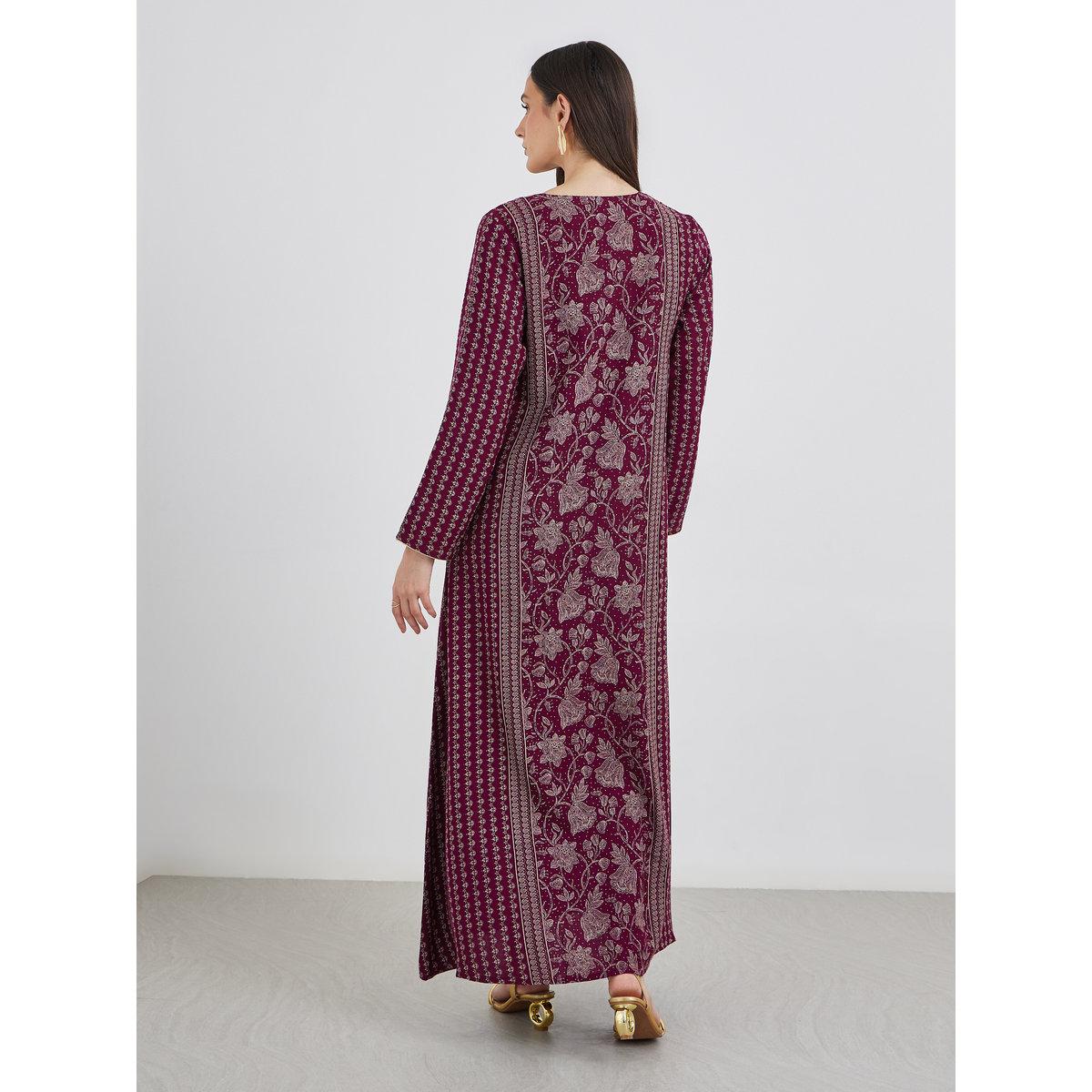 Maxim Creation Golden Jari Thread V Neck Jalabiya-women-arabicclothing-jalabiyas-image-5