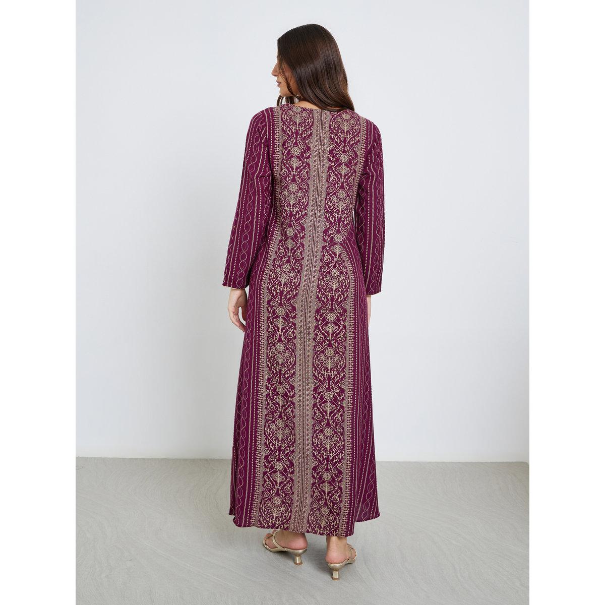 Maxim Creation Gold Thread Embroidery Jalabiya with All Over Print-women-arabicclothing-jalabiyas-image-5