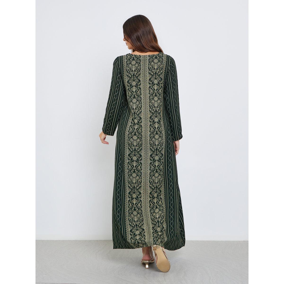 Maxim Creation Gold Thread Embroidery Jalabiya with All Over Print-women-arabicclothing-jalabiyas-image-5