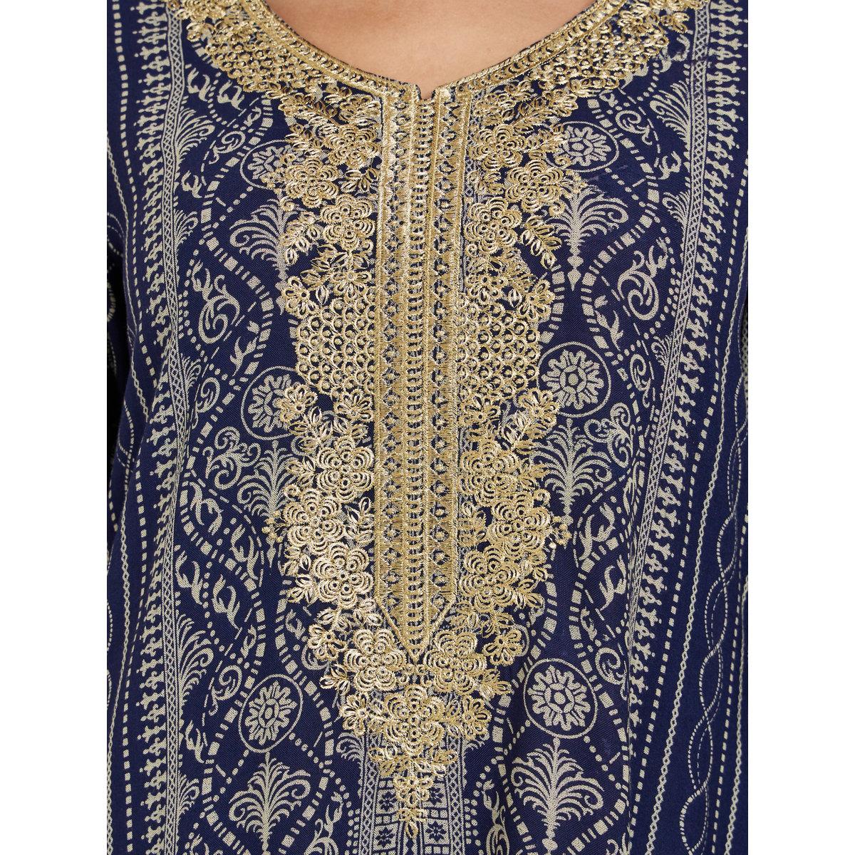 Maxim Creation Gold Thread Embroidery Jalabiya with All Over Print-women-arabicclothing-jalabiyas-image-4