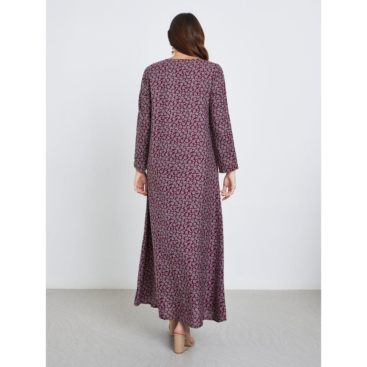 Maxim Creation Multi Thread Embroidery Jalabiya with All Over Print-women-arabicclothing-jalabiyas-image-5