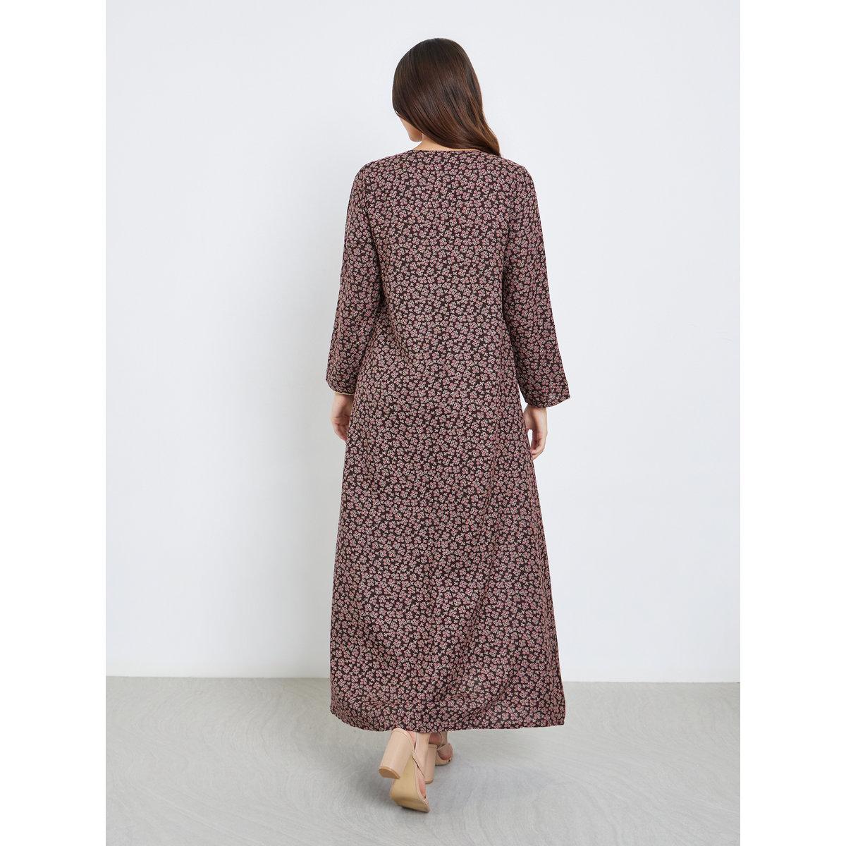 Maxim Creation Multi Thread Embroidery Jalabiya with All Over Print-women-arabicclothing-jalabiyas-image-5