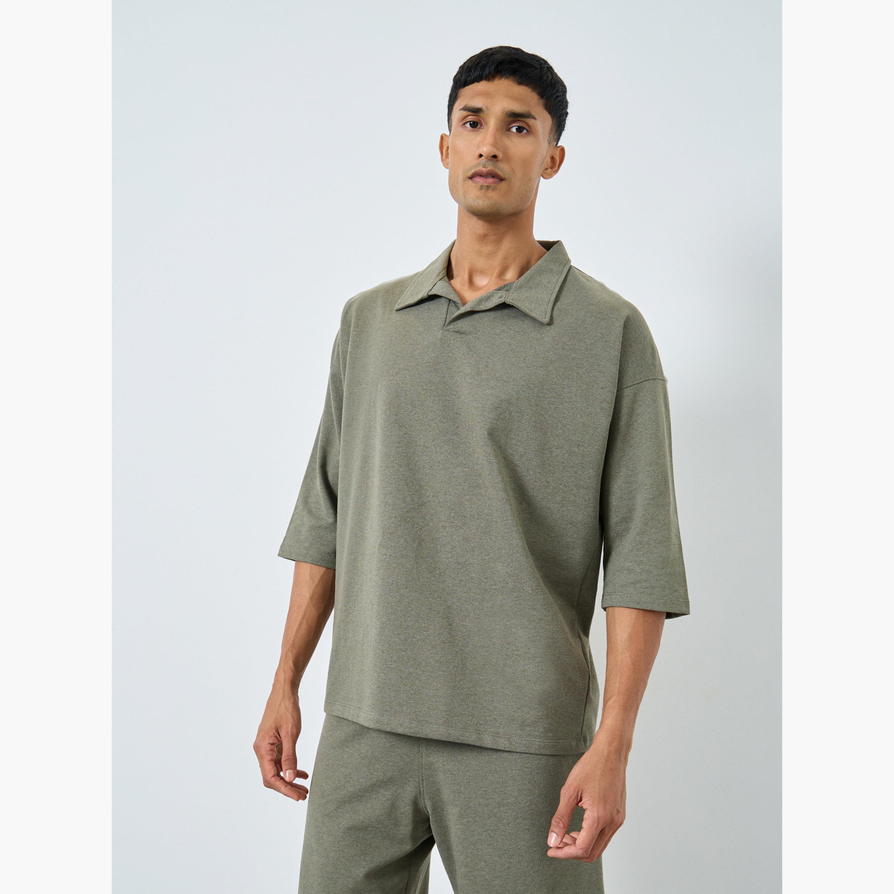 Styli Olive Green Men Polo Shirt and Shorts Co-Ords-men-clothing-coordsets-image-2