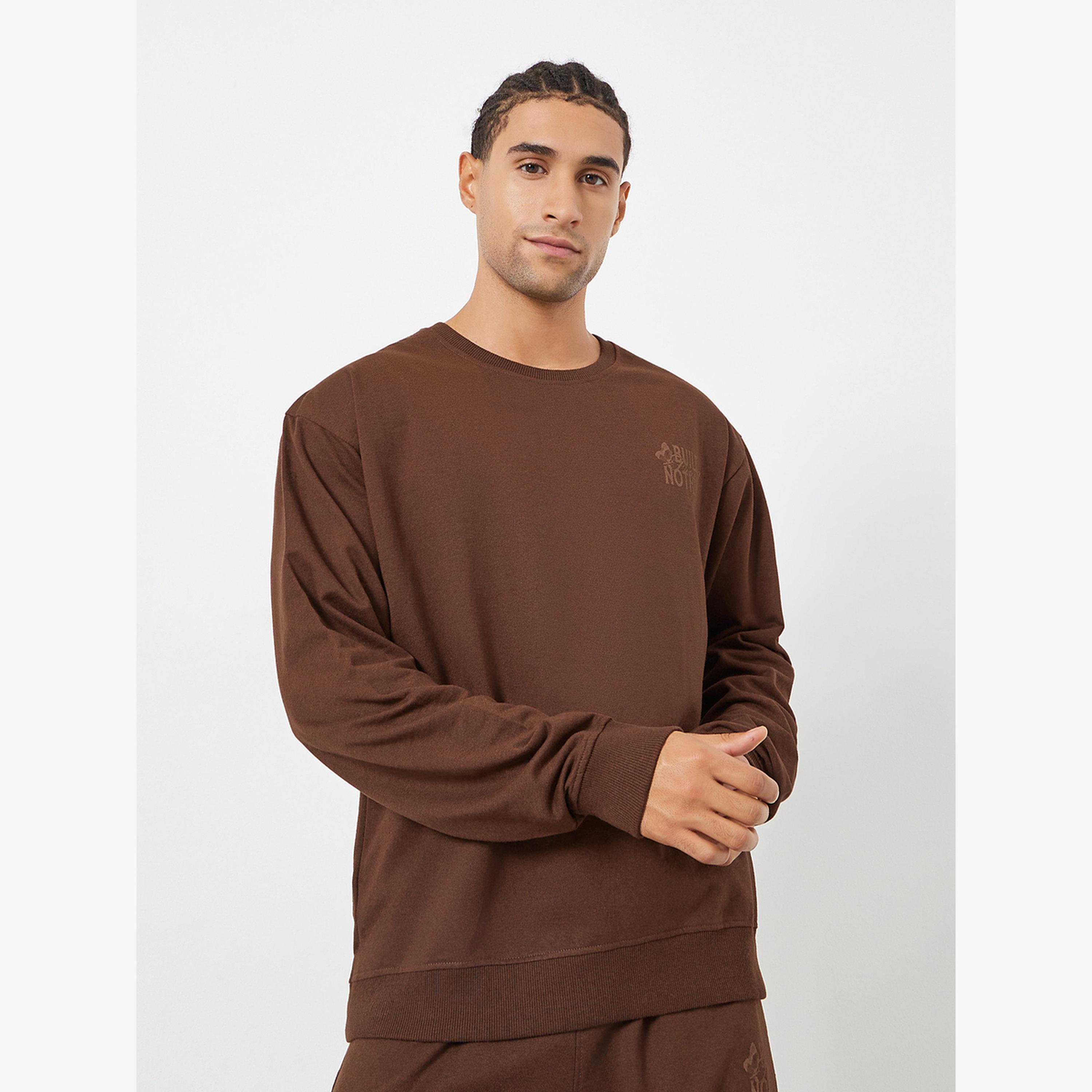 Styli Men Coffee Brown Relaxed Fit Sweatshirt and Joggers Co-Ords-men-clothing-coordsets-image-3