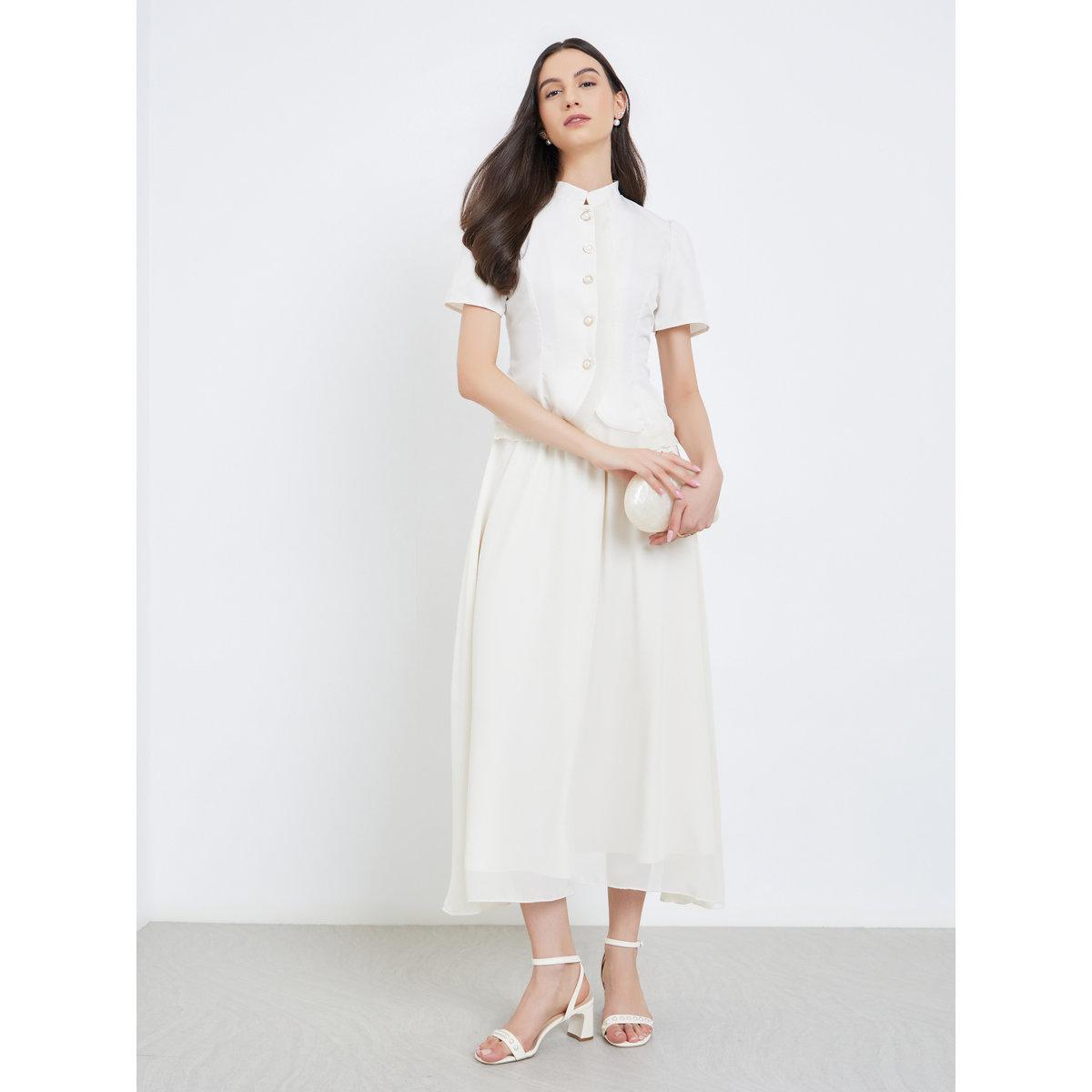 طقم منسق من تنورة طويلة وبلوزة بتفاصيل كشكش-women-clothing-coordsets-image-1