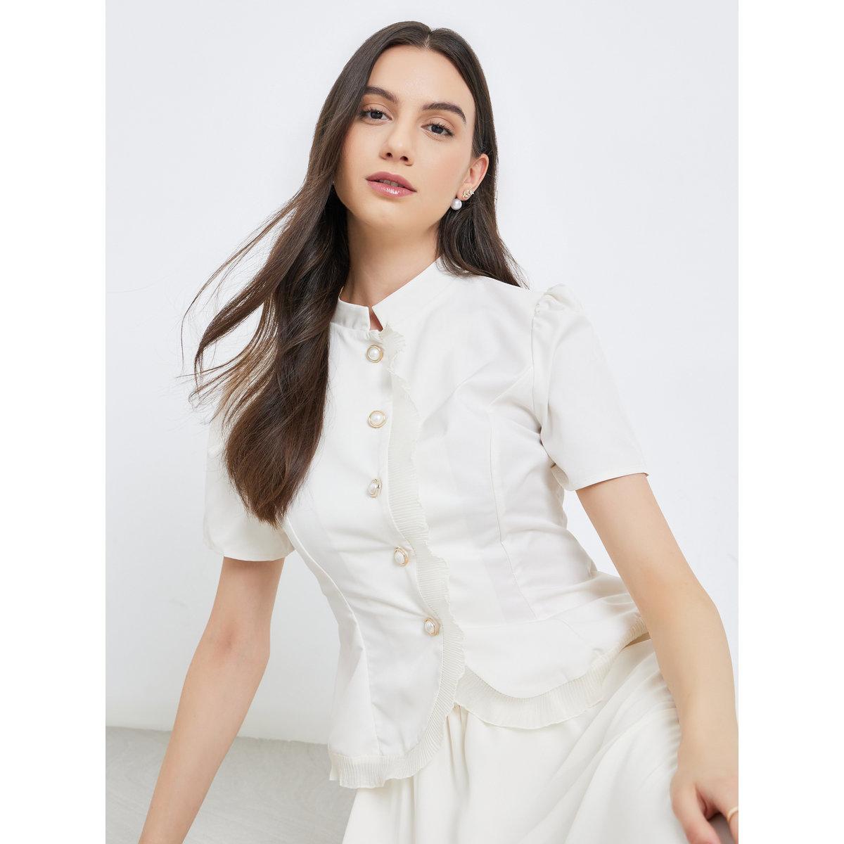 طقم منسق من تنورة طويلة وبلوزة بتفاصيل كشكش-women-clothing-coordsets-image-2