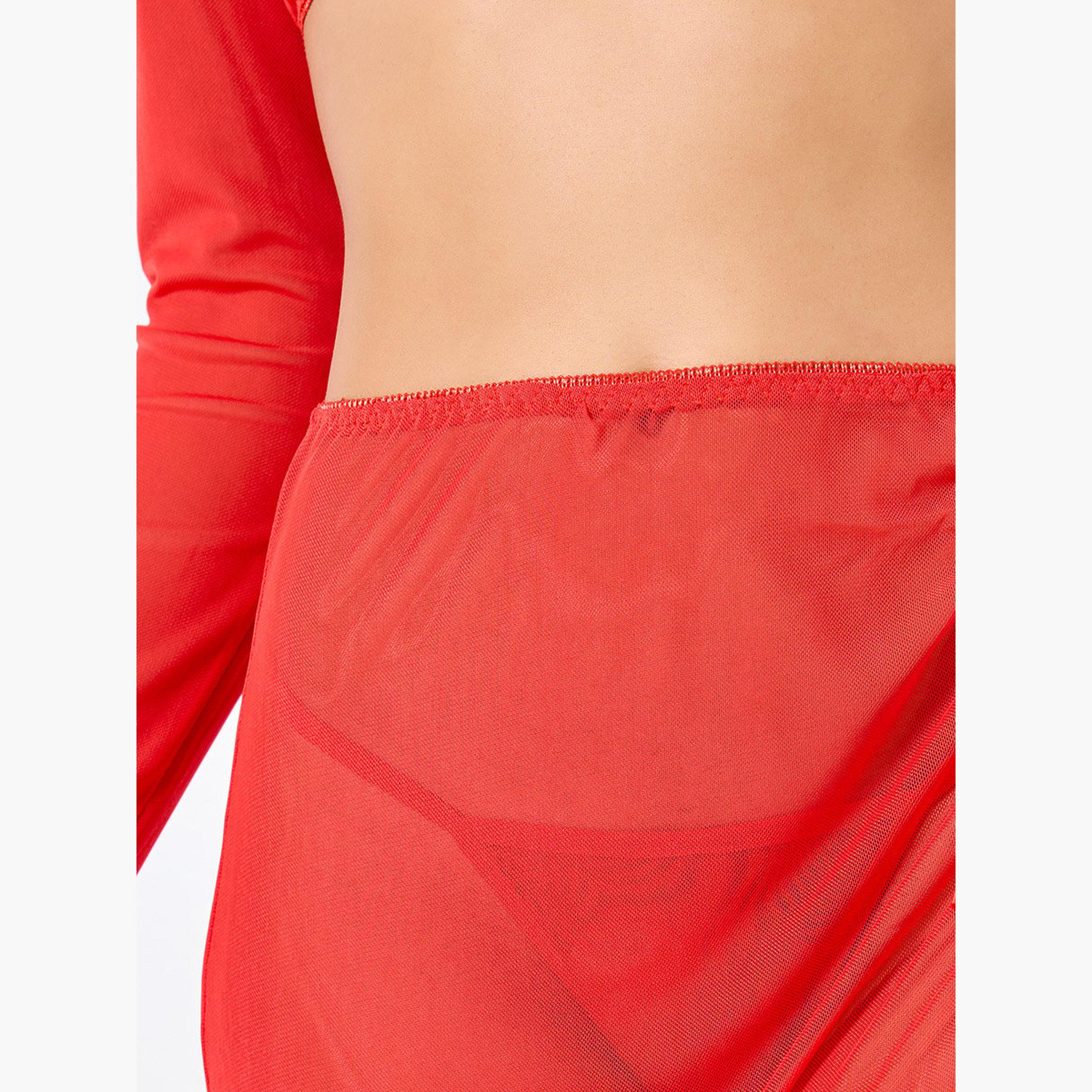 ستايلي - طقم توب مكشوف الكتفين مع تنورة بفتحة عند الفخذ مع سروال داخلي-women-clothing-lingerie-lingeriesets-image-5