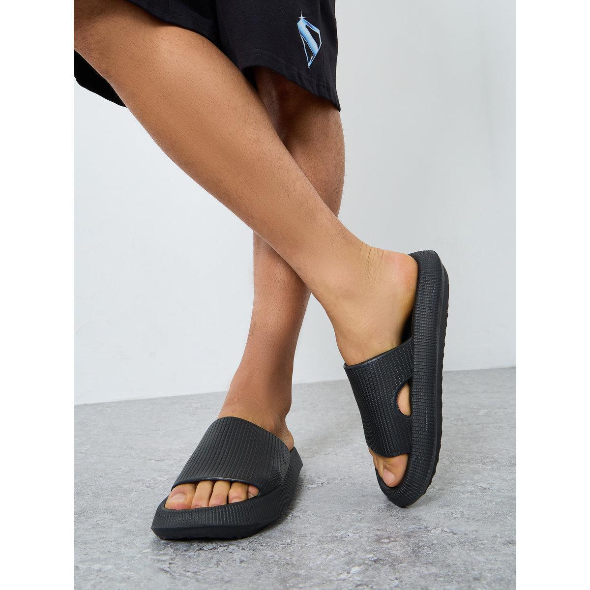 Take Two Solid Texture Anti-Slip Bathroom Slippers-men-shoes-flipflopsandslides-image-1