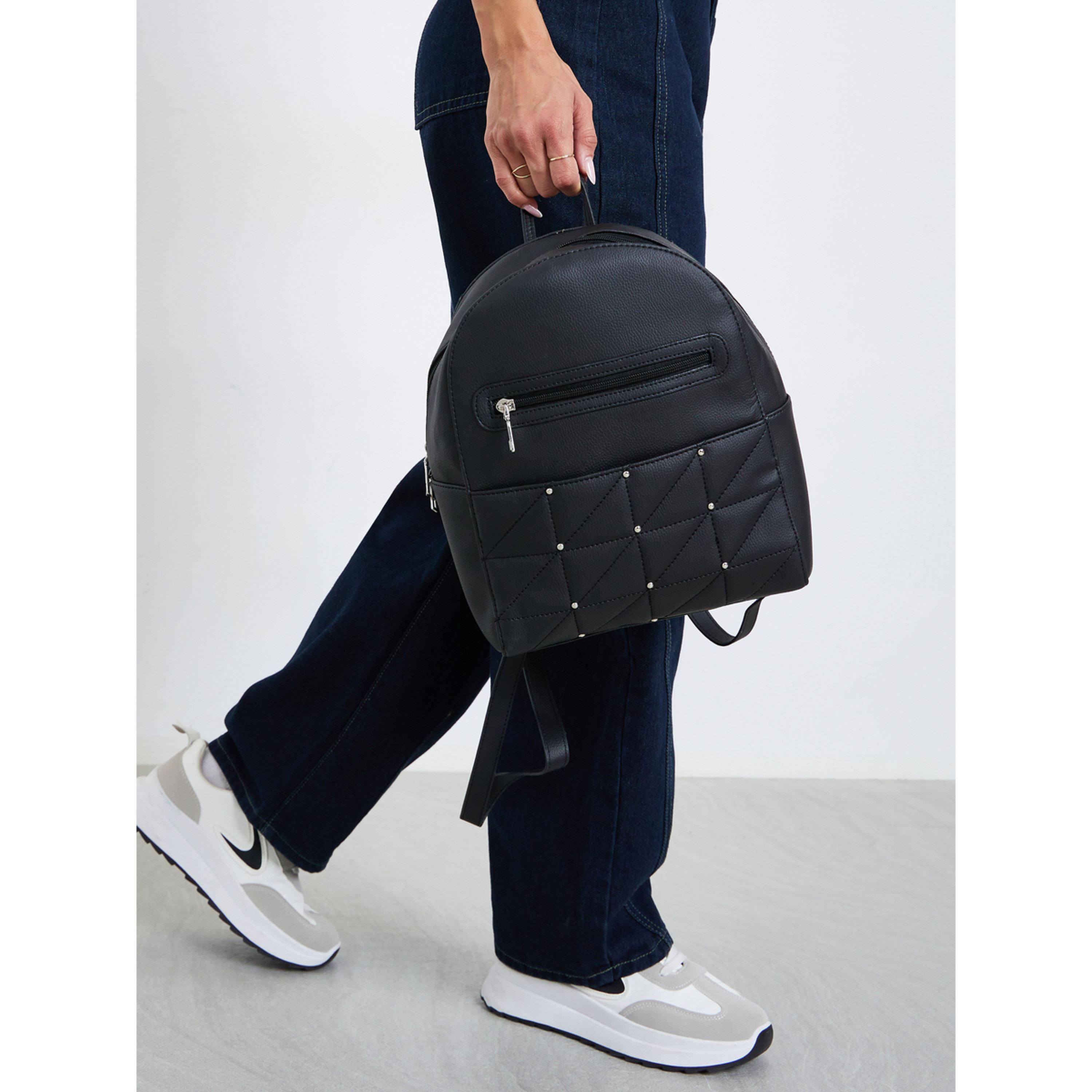 Styli Black Quilted Studded Backpack-women-bagsandwallets-backpacks-image-3
