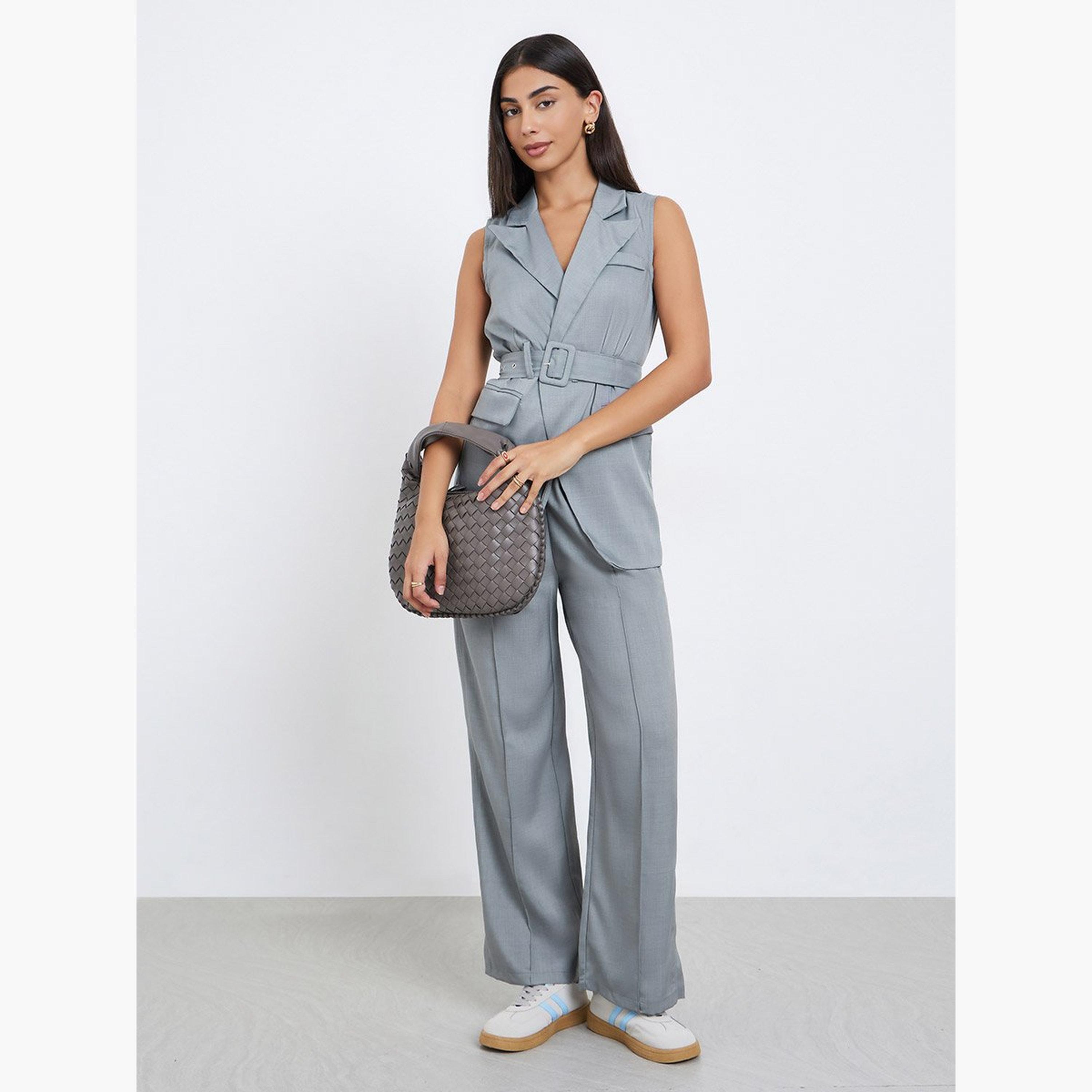 ستايلي - سترة رمادية طويلة بدون أكمام مع حزام-women-clothing-coatsandjackets-waistcoats-image-2