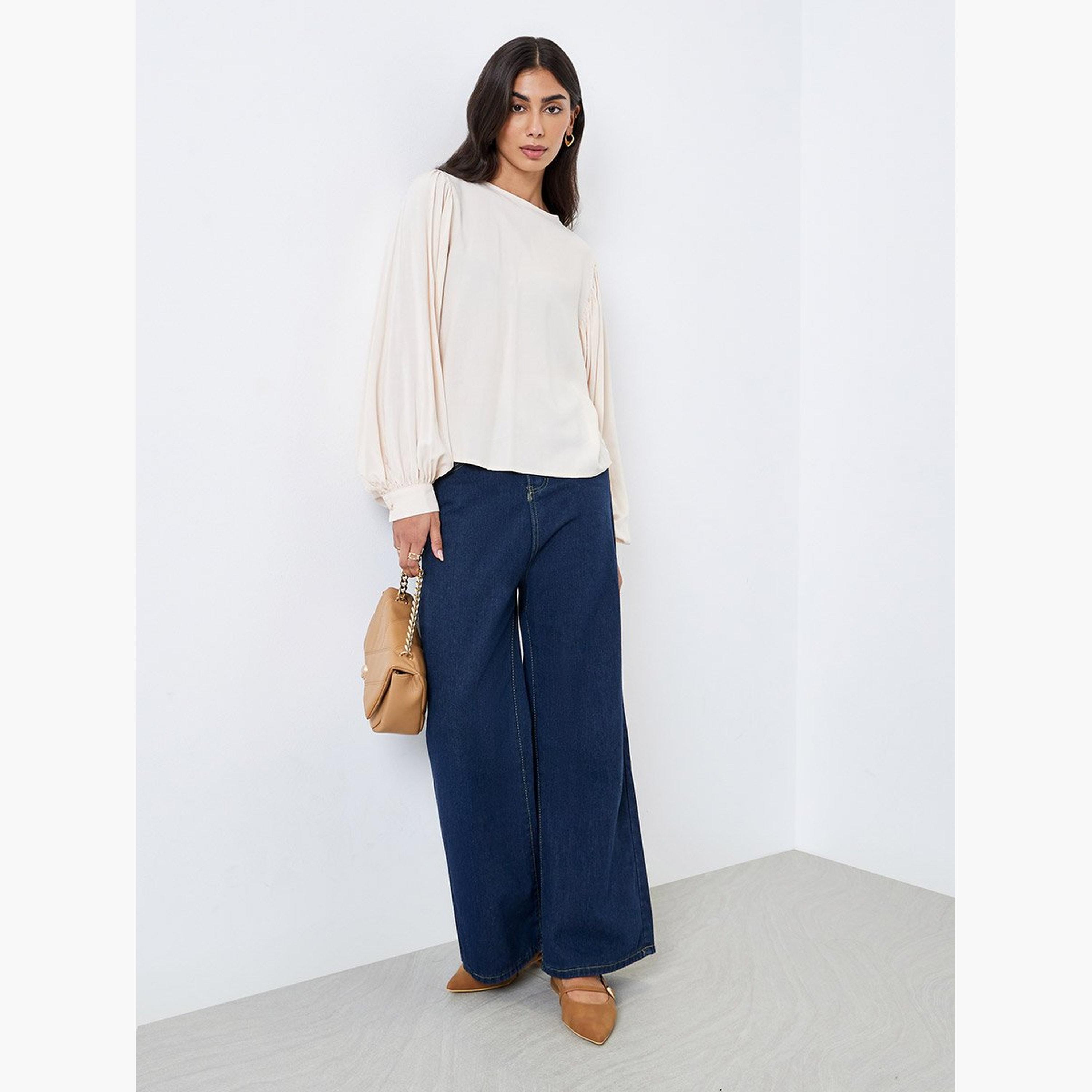 Styli Cream Balloon Sleeve Blouse-women-clothing-shirtsandblouses-blouses-image-2