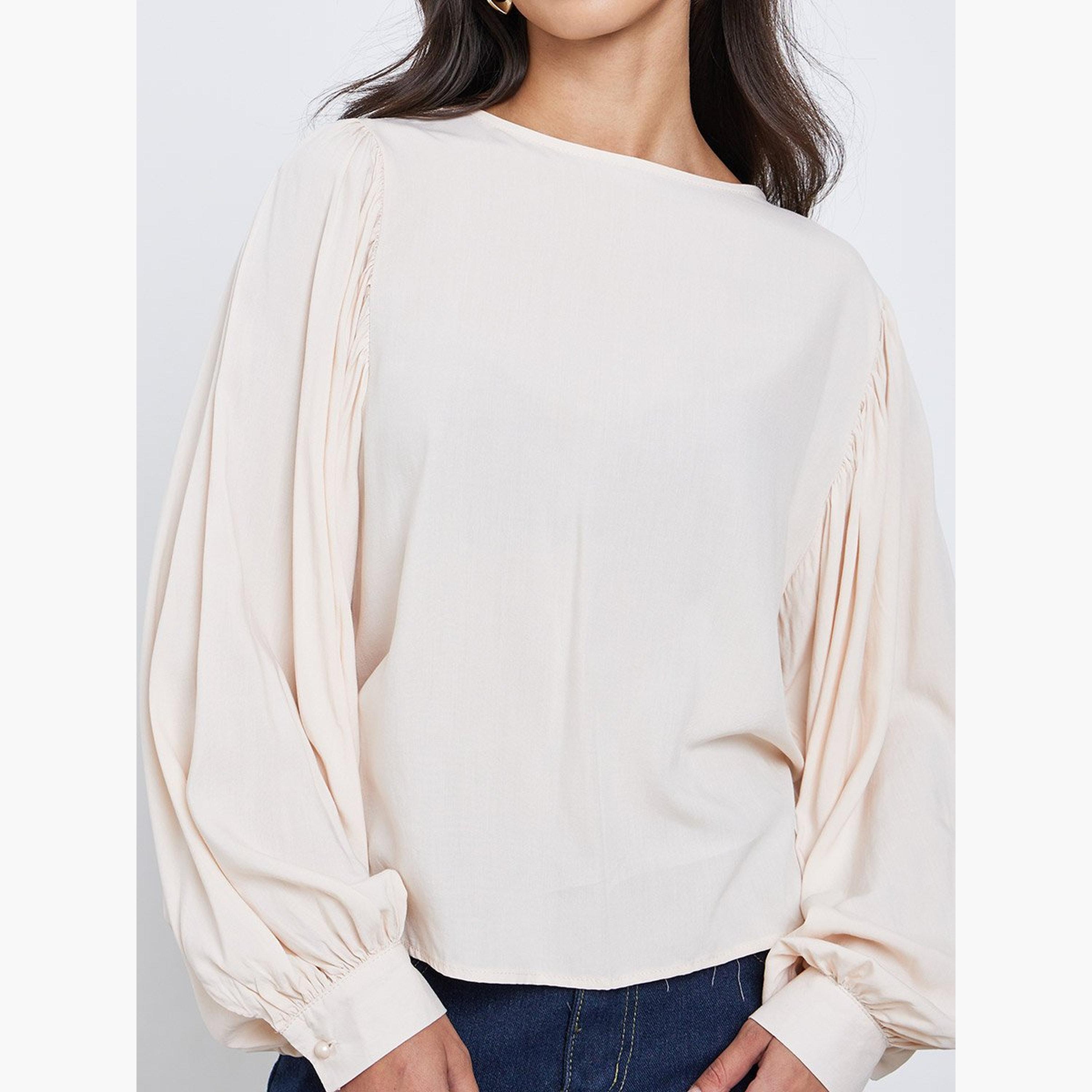 Styli Cream Balloon Sleeve Blouse-women-clothing-shirtsandblouses-blouses-image-3
