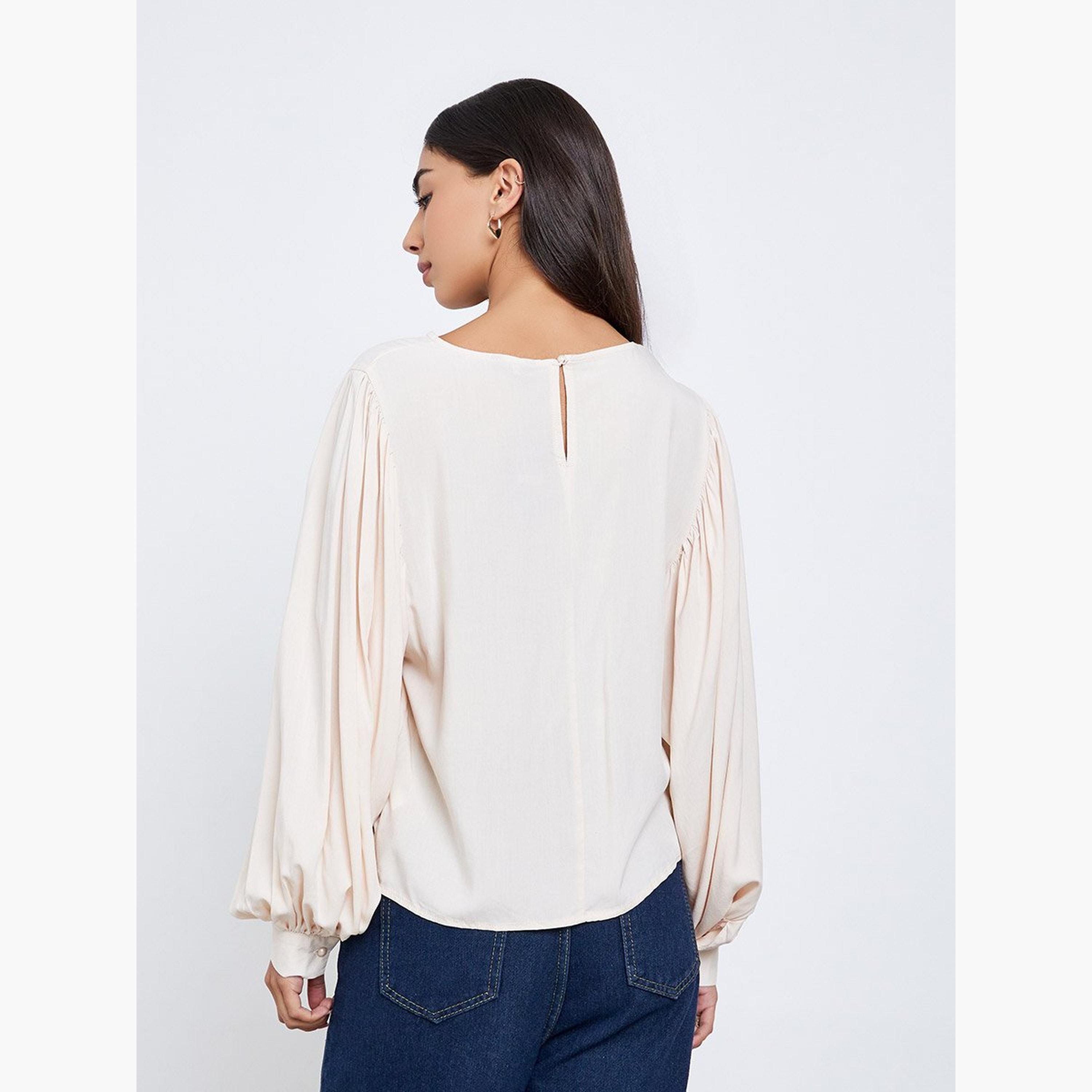 Styli Cream Balloon Sleeve Blouse-women-clothing-shirtsandblouses-blouses-image-4