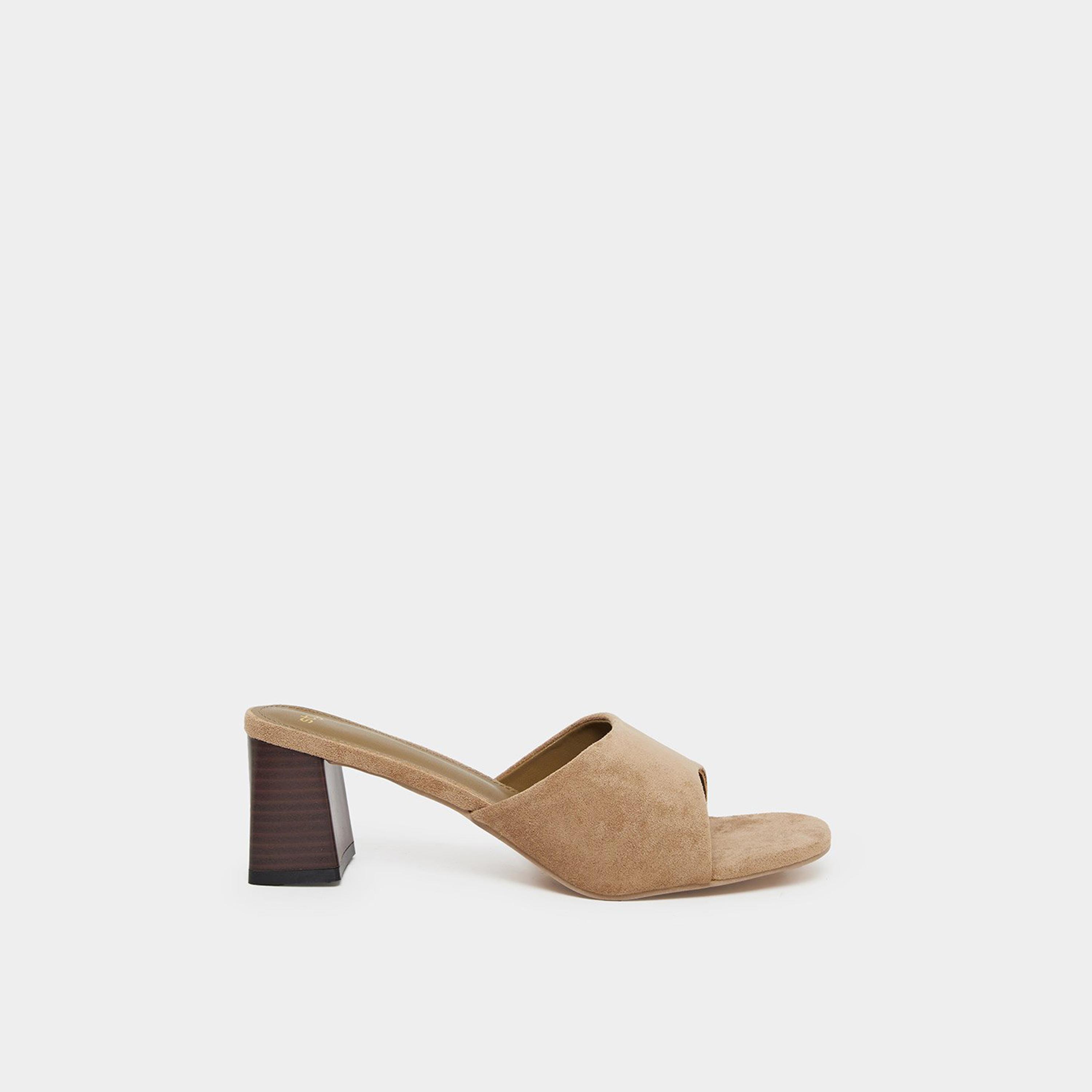 ستايلي - حذاء للنساء بكعب عريض بلون الكاكي-women-shoes-heels-image-3