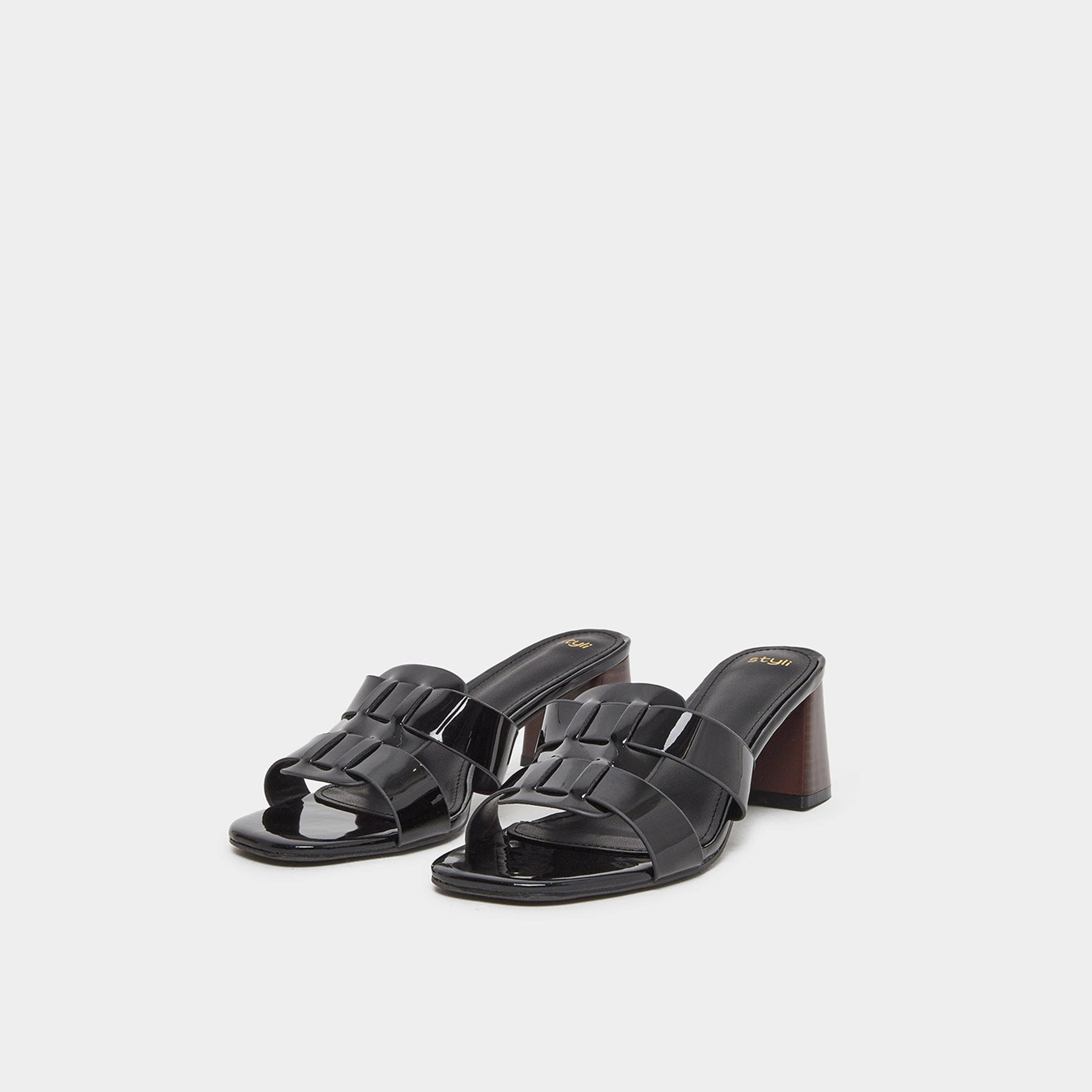 Styli Women Black Block Heel Sandals-women-shoes-heels-image-1