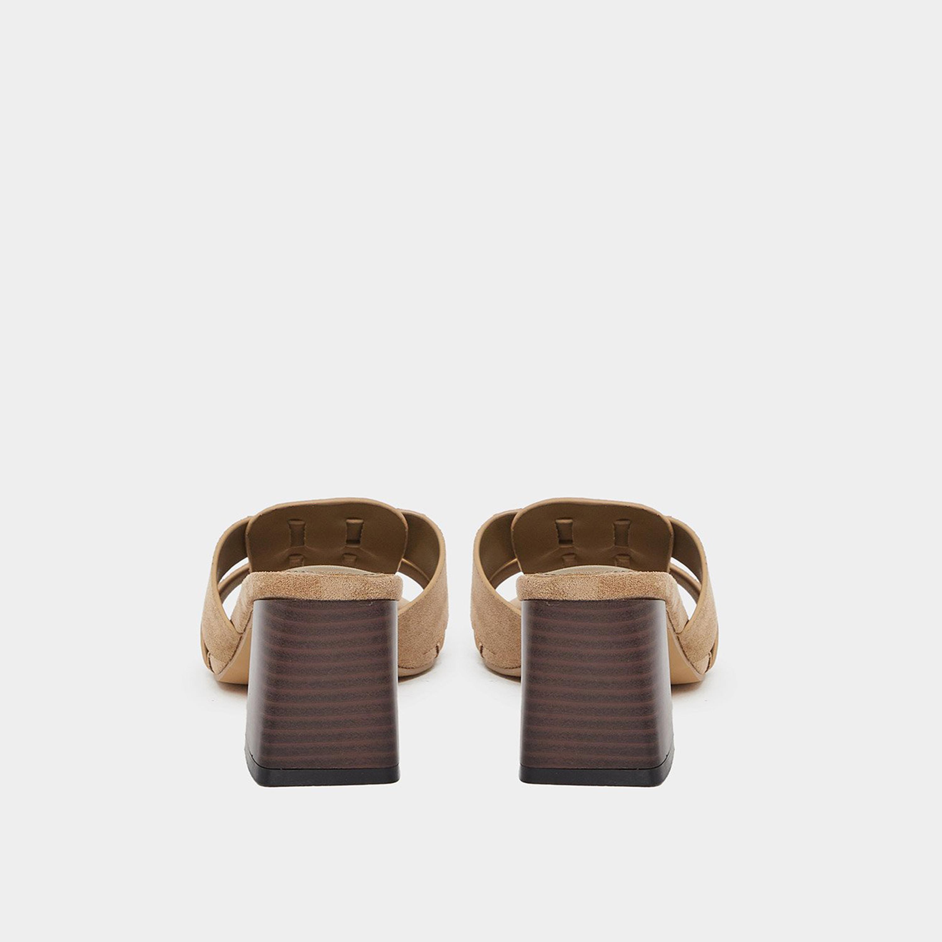 Styli Women Khaki Suede Look Block Heel Sandals-women-shoes-heels-image-5