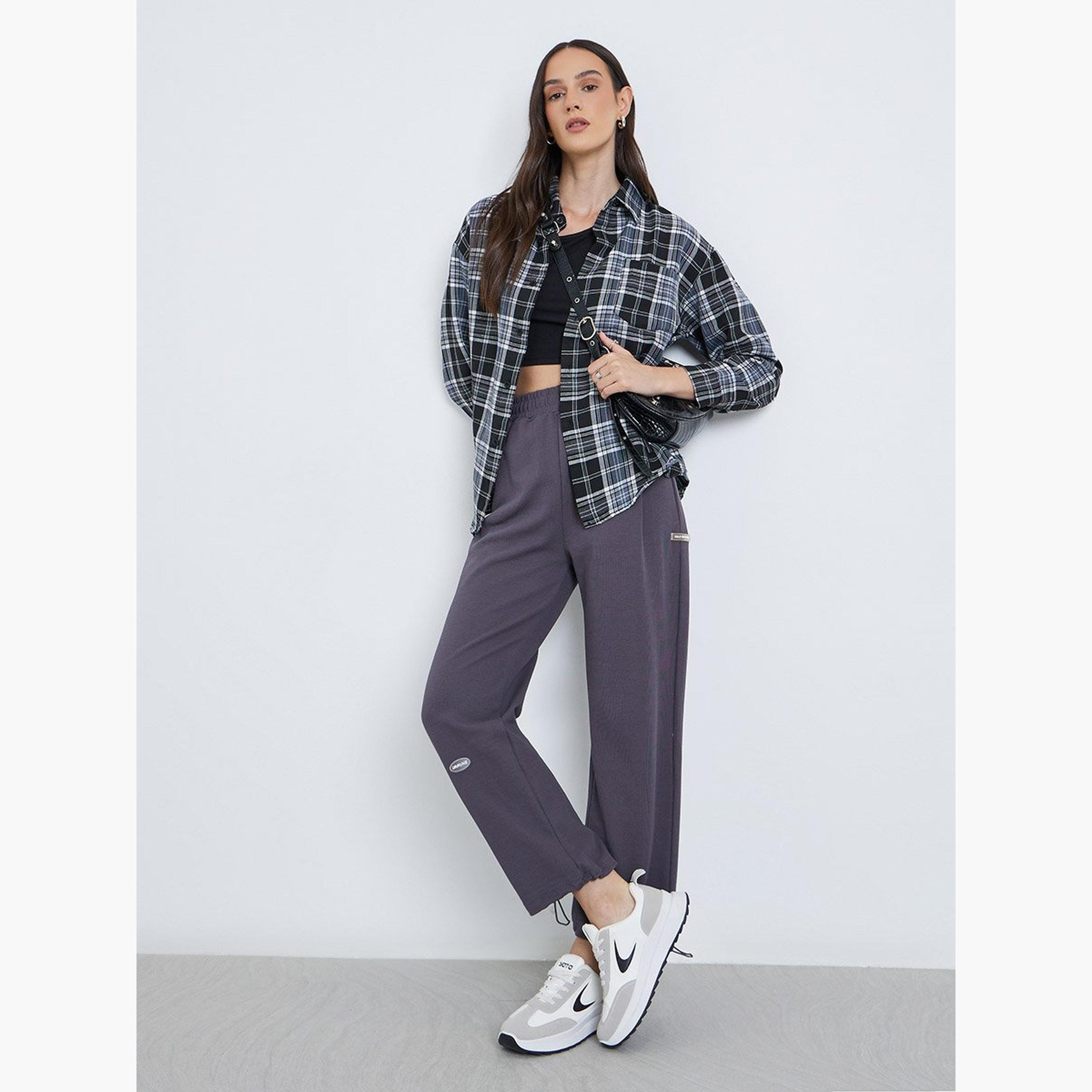Styli Checked Buttoned Shirt with Chest Pocket-women-clothing-shirtsandblouses-shirts-image-3