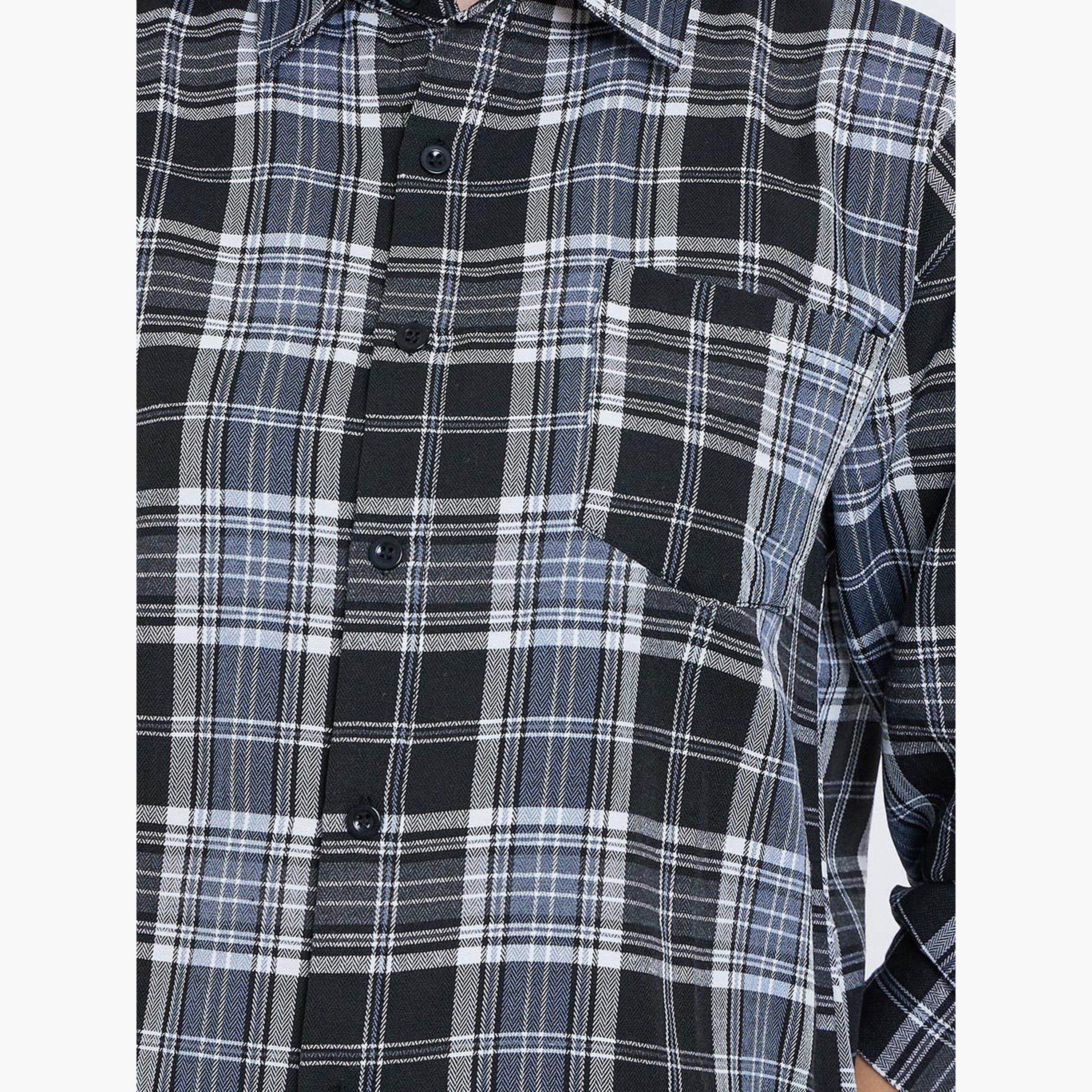 ستايلي - قميص منقوش بأزرار وجيب على الصدر-women-clothing-shirtsandblouses-shirts-image-4