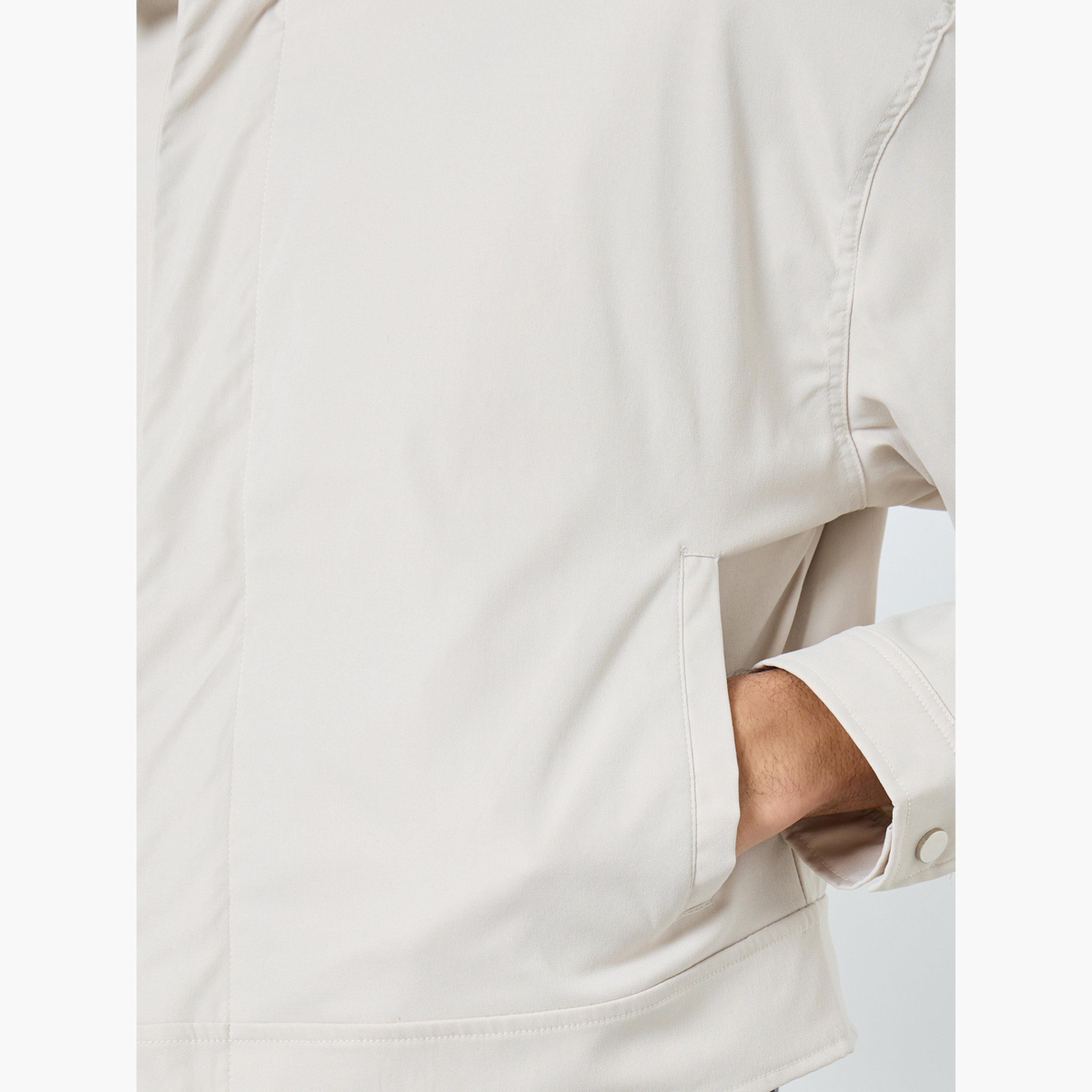 Styli Solid Collared Long Sleeves Men's Zip Through Twill Harrington Jacket-men-clothing-jacketsandblazers-jackets-image-5
