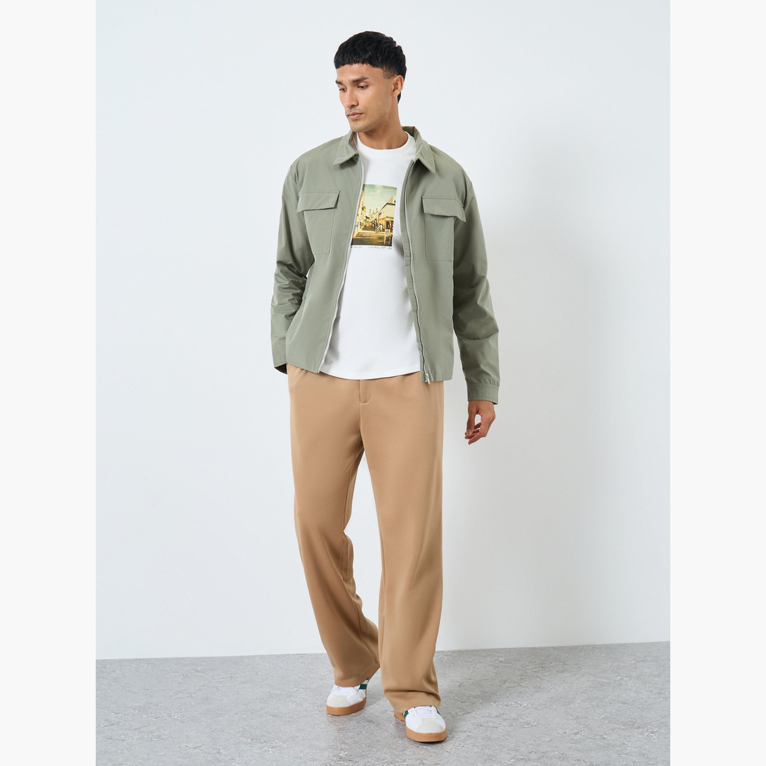 Styli Solid Collared Long Sleeves Men's Zip Through Jacket -men-winterwear-jacketsandblazers-image-2