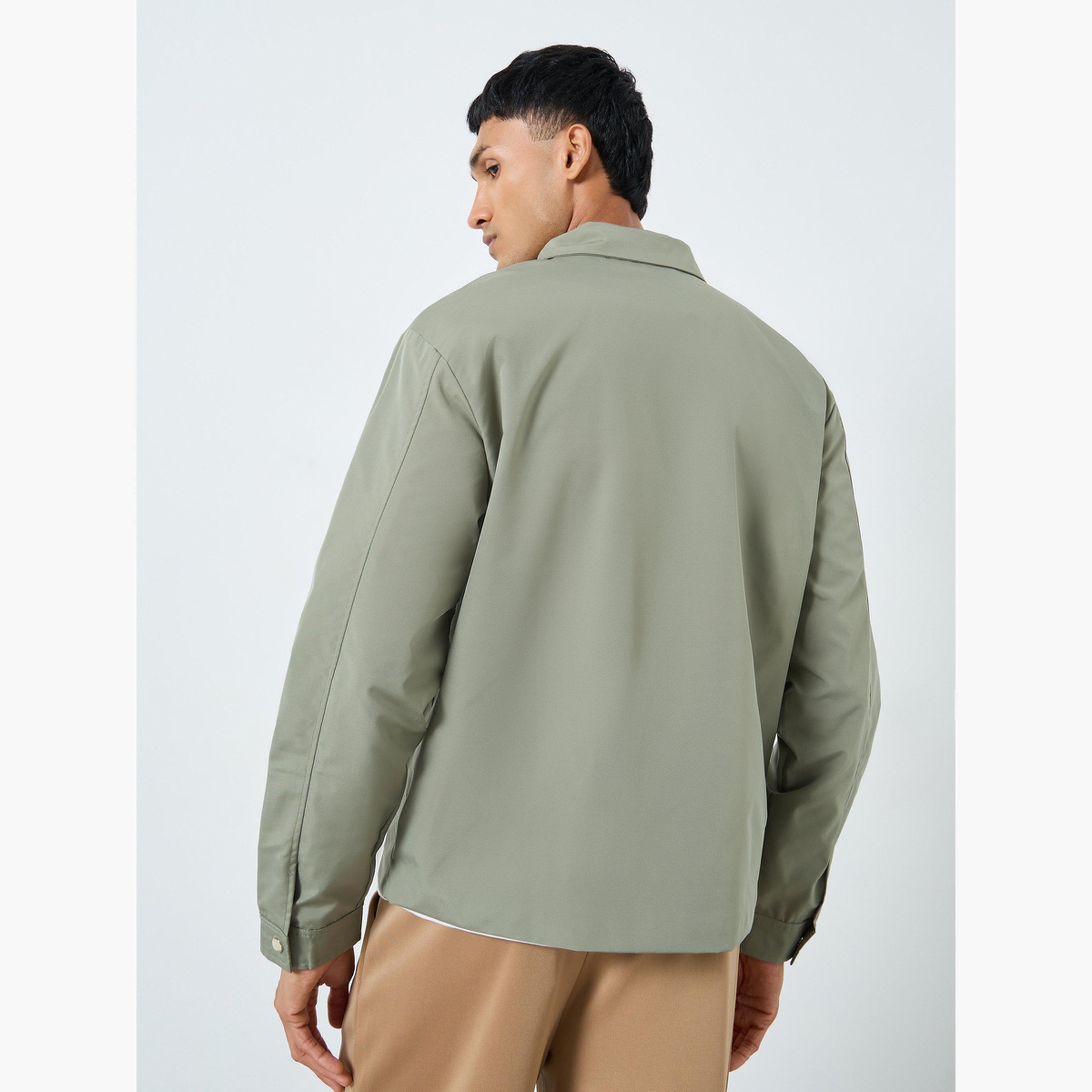 Styli Solid Collared Long Sleeves Men's Zip Through Jacket -men-winterwear-jacketsandblazers-image-5