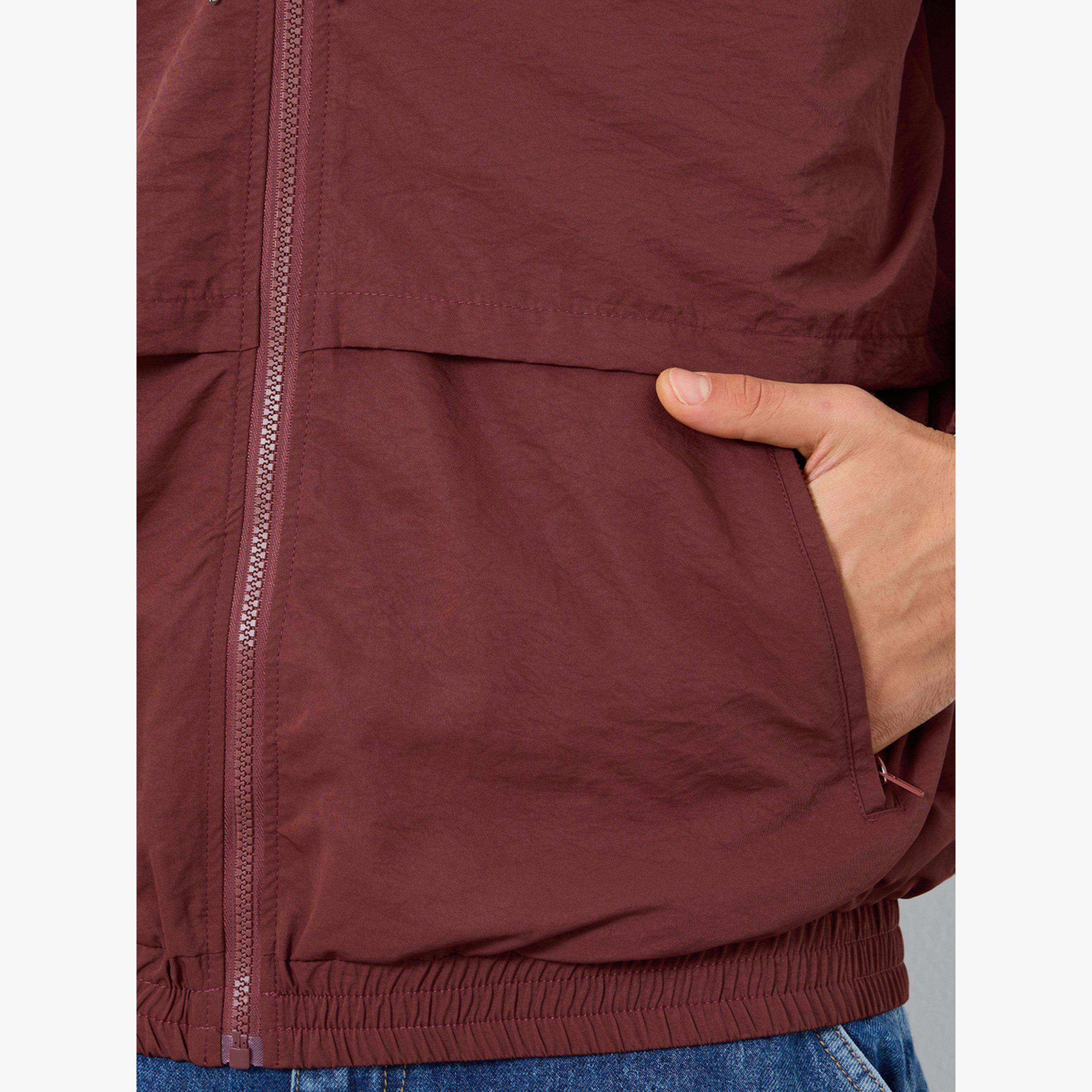 Styli Solid Collared Long Sleeves Men's Zip Through Windbreaker Jacket-men-clothing-jacketsandblazers-jackets-image-4
