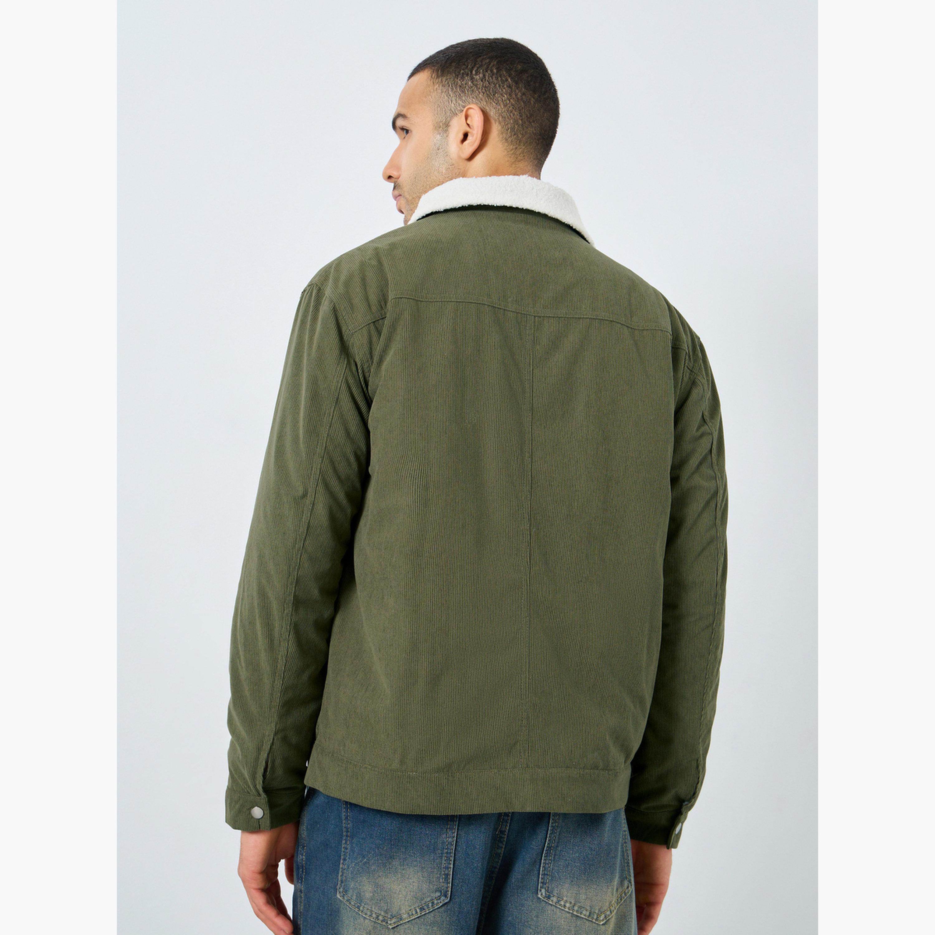Styli Textured Collared Long Sleeves Men's Button Through Windbreaker Jacket-men-clothing-jacketsandblazers-jackets-image-4