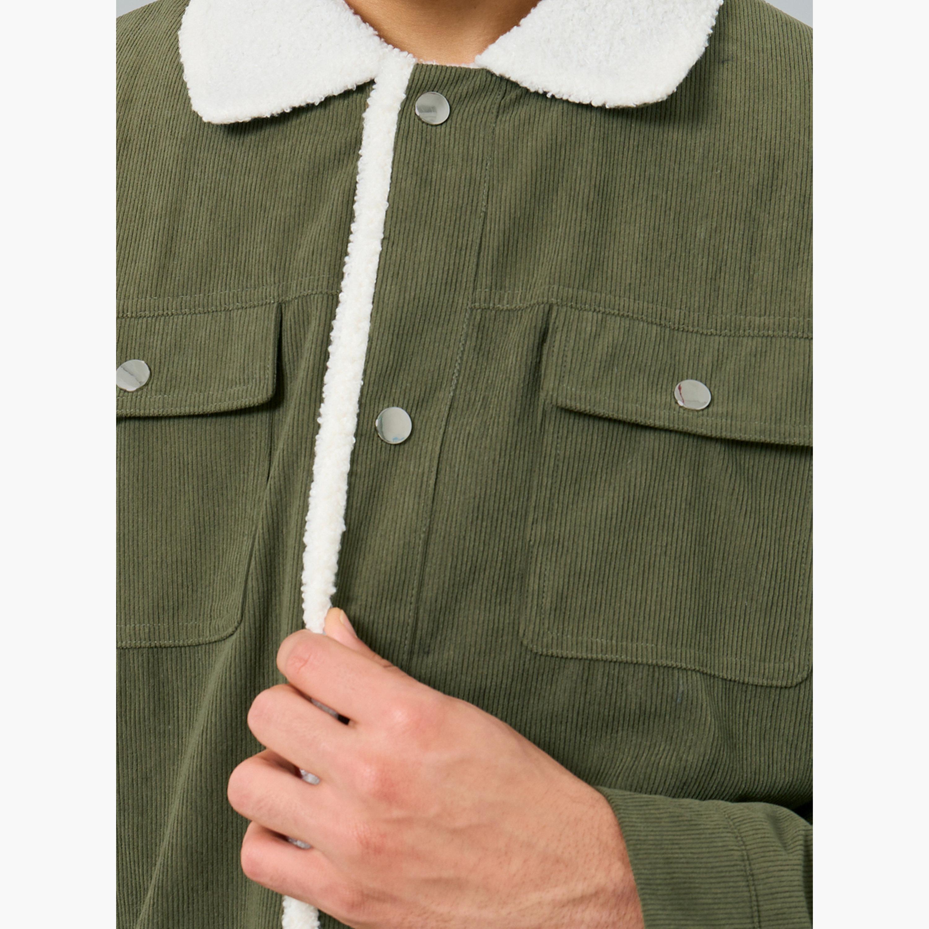 Styli Textured Collared Long Sleeves Men's Button Through Windbreaker Jacket-men-clothing-jacketsandblazers-jackets-image-5