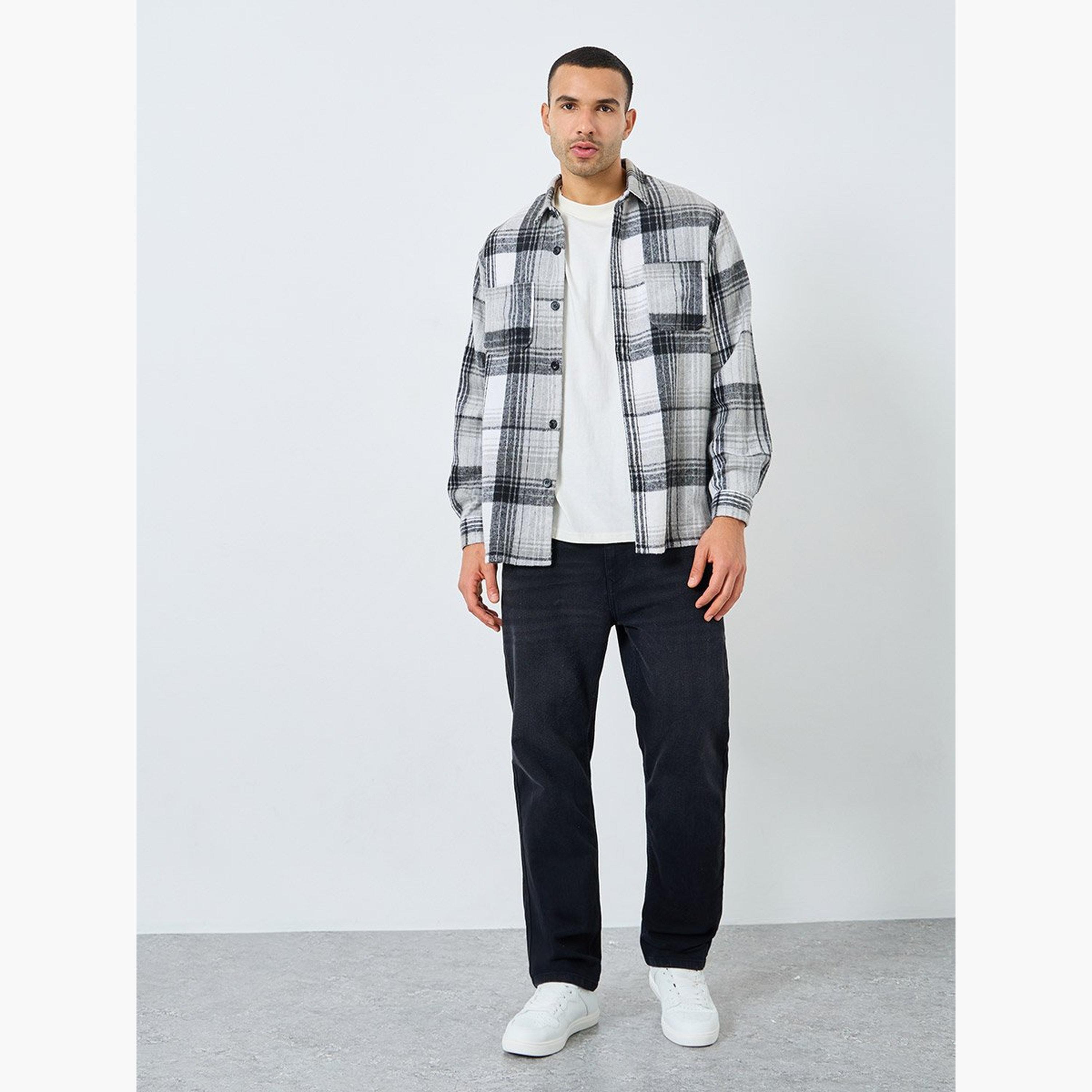 Styli Men Oversized Tartan Checked Casual Shacket-men-clothing-jacketsandblazers-jackets-image-2