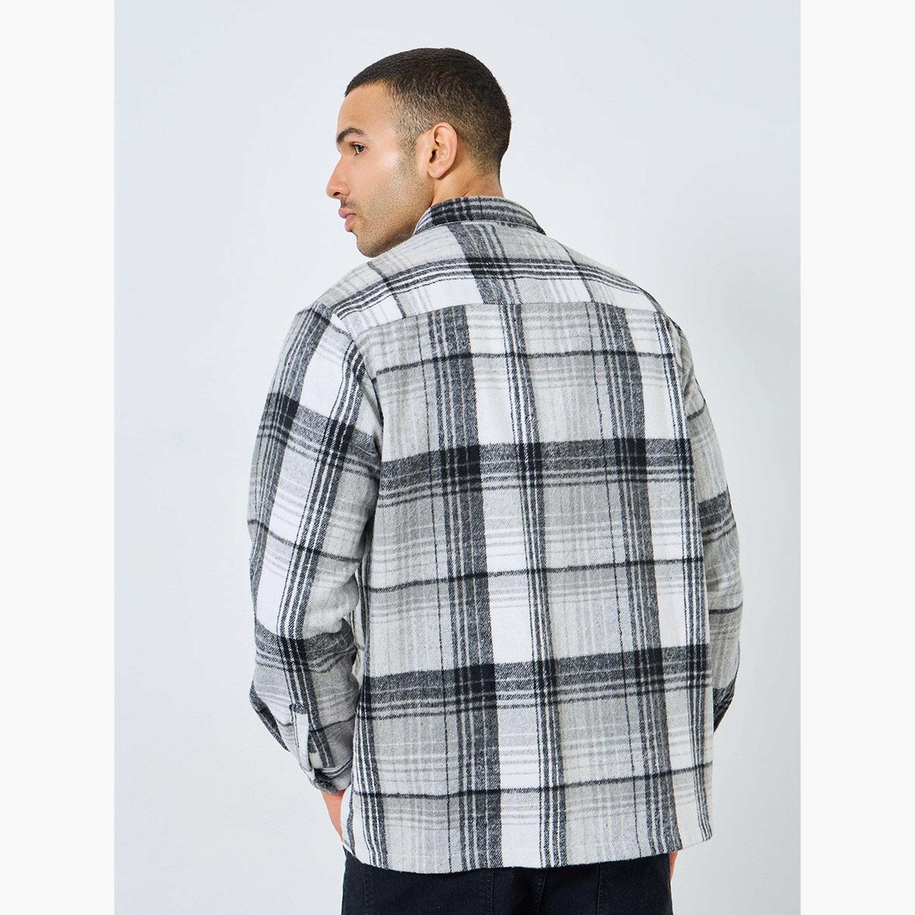 Styli Men Oversized Tartan Checked Casual Shacket-men-clothing-jacketsandblazers-jackets-image-5