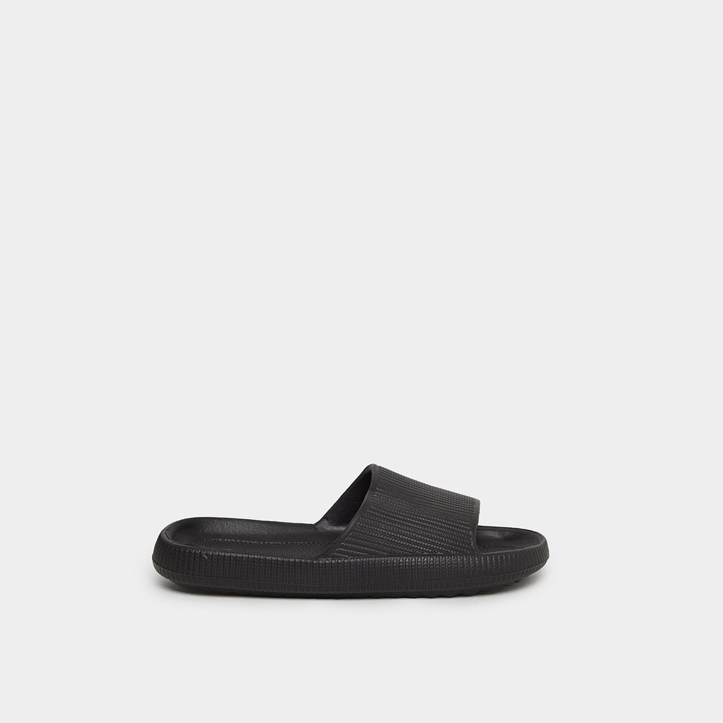 Styli Women Black Textured Comfort Slides-women-shoes-flipflopsandslides-image-3