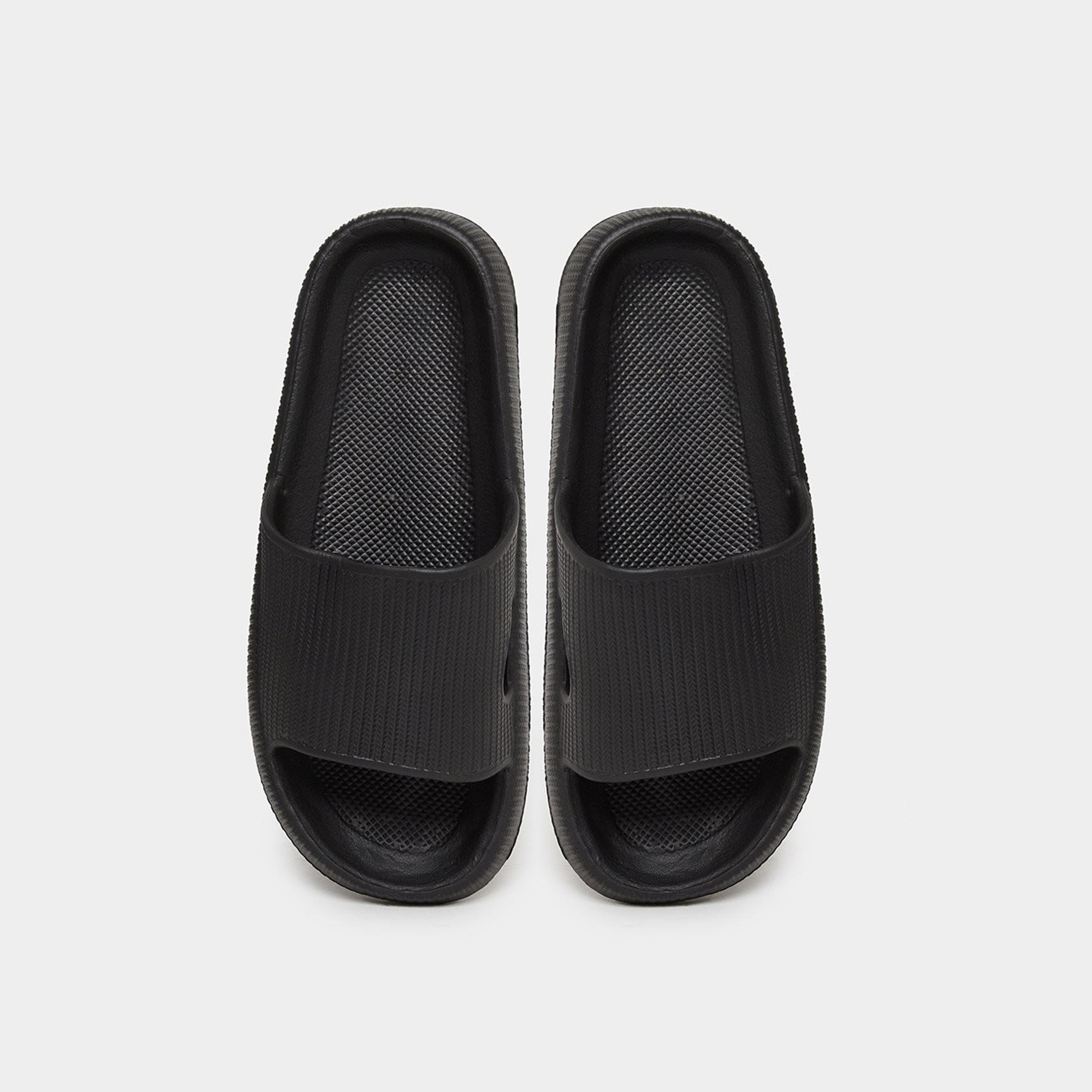 Styli Women Black Textured Comfort Slides-women-shoes-flipflopsandslides-image-6