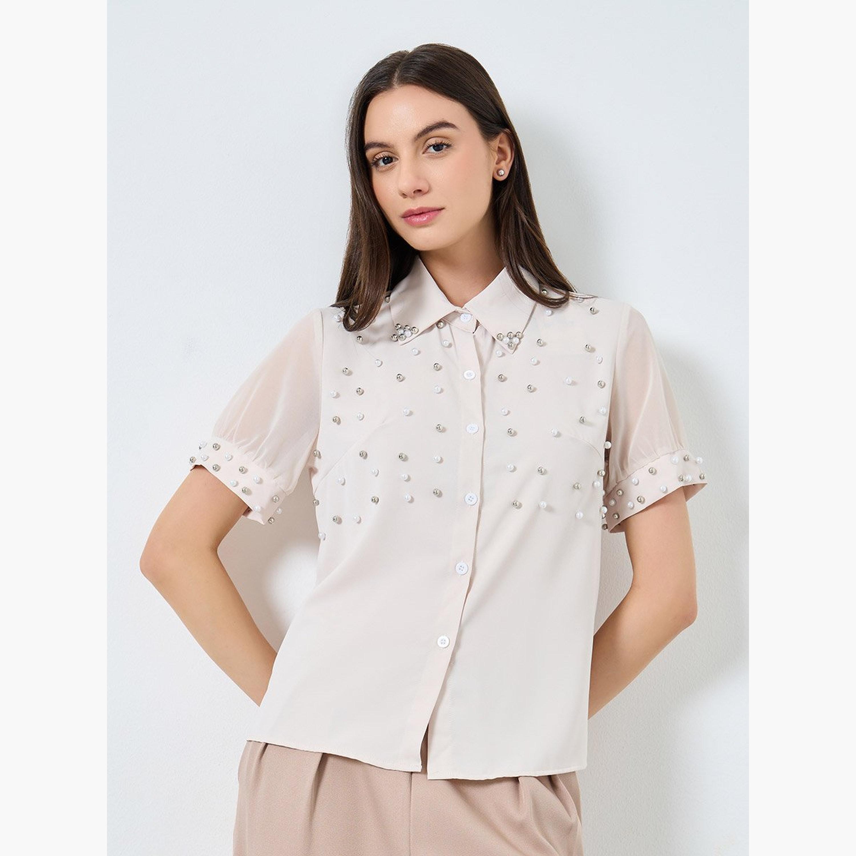 تيك تو - قميص مزين باللؤلؤ بأزرار-women-clothing-shirtsandblouses-shirts-image-1