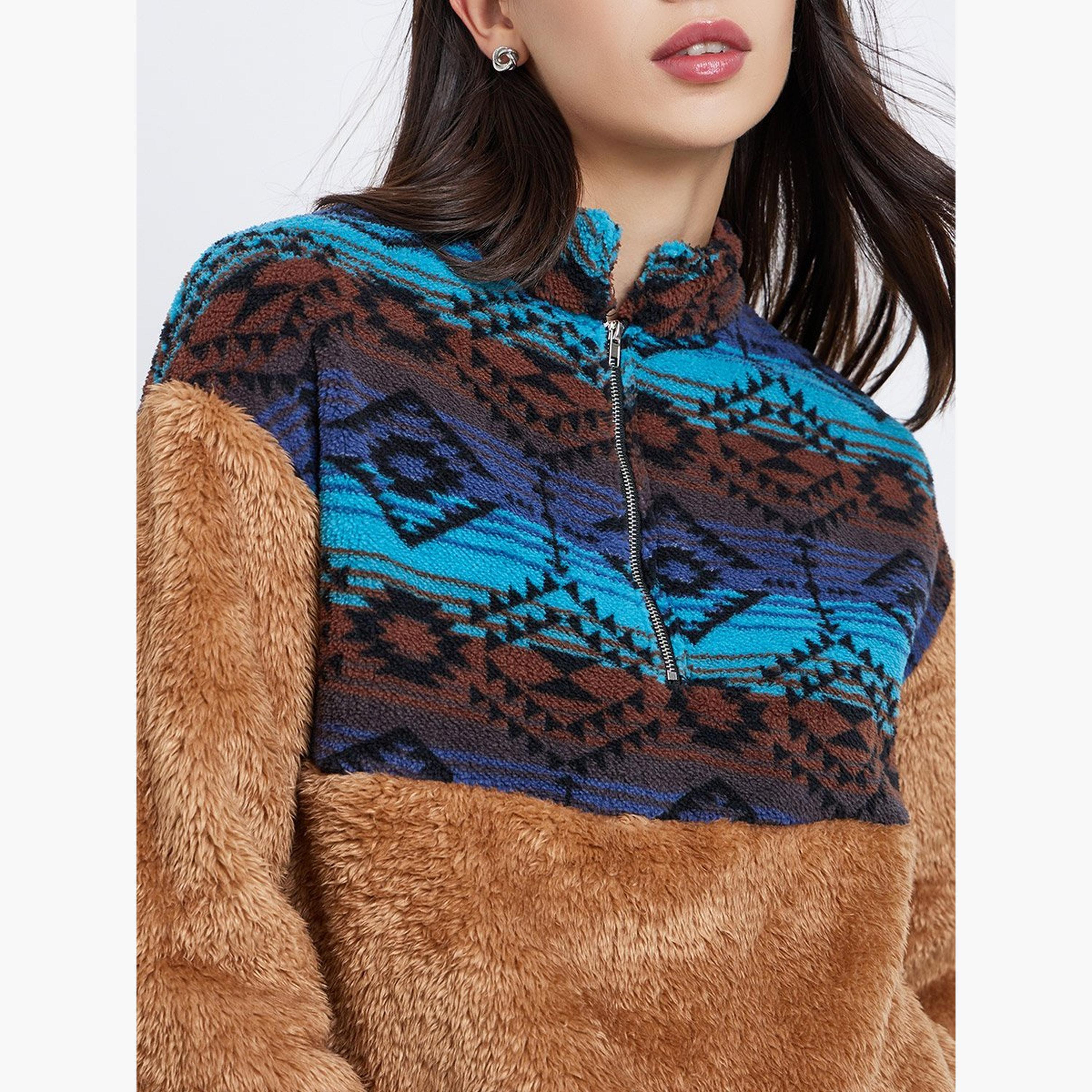 تيك تو - سويت شيرت فروي منقوش بلوحة مطبوعة-women-winterwear-hoodiesandsweatshirts-sweatshirts-image-3