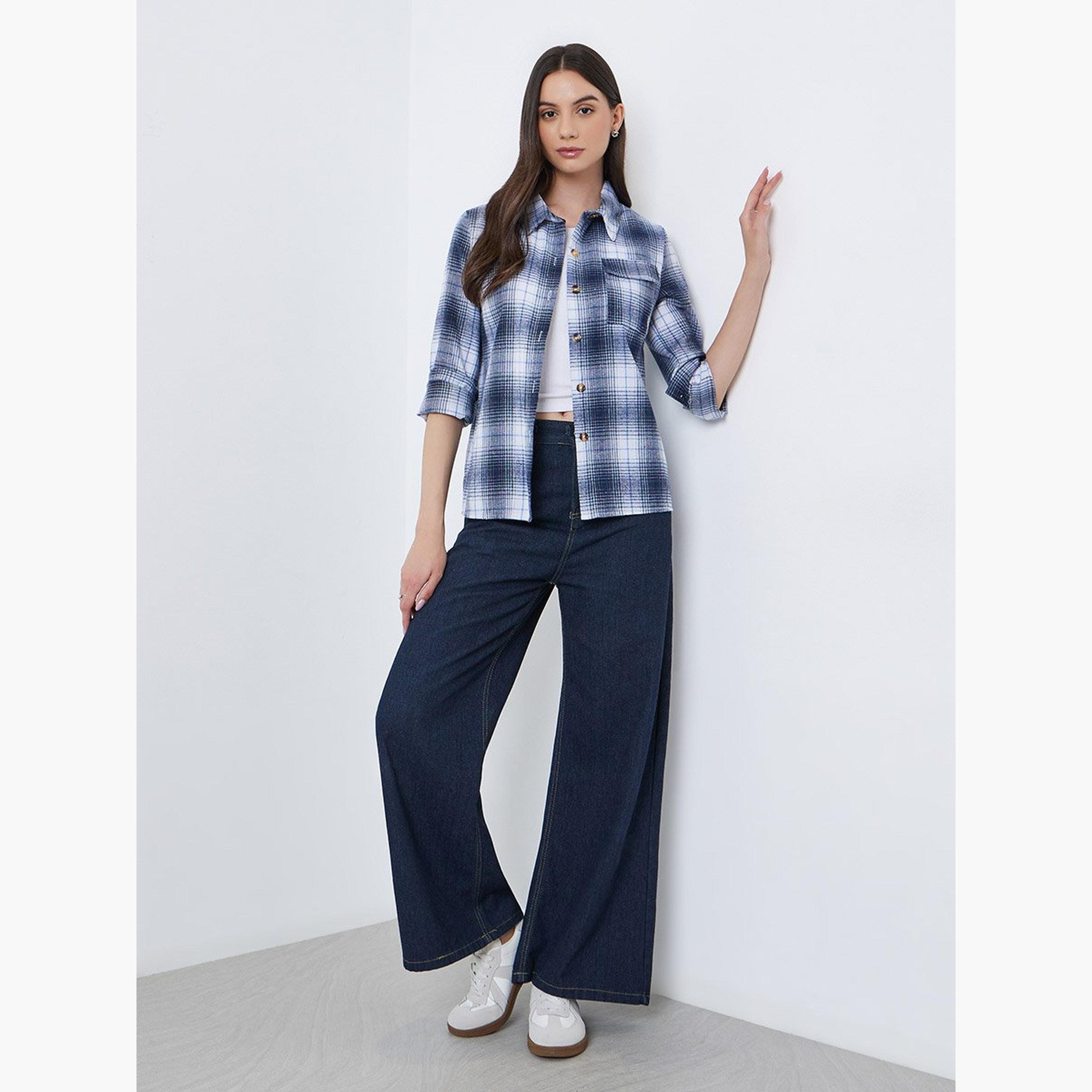 Take Two Checked Buttoned Oversized Shirt-women-clothing-shirtsandblouses-shirts-image-3