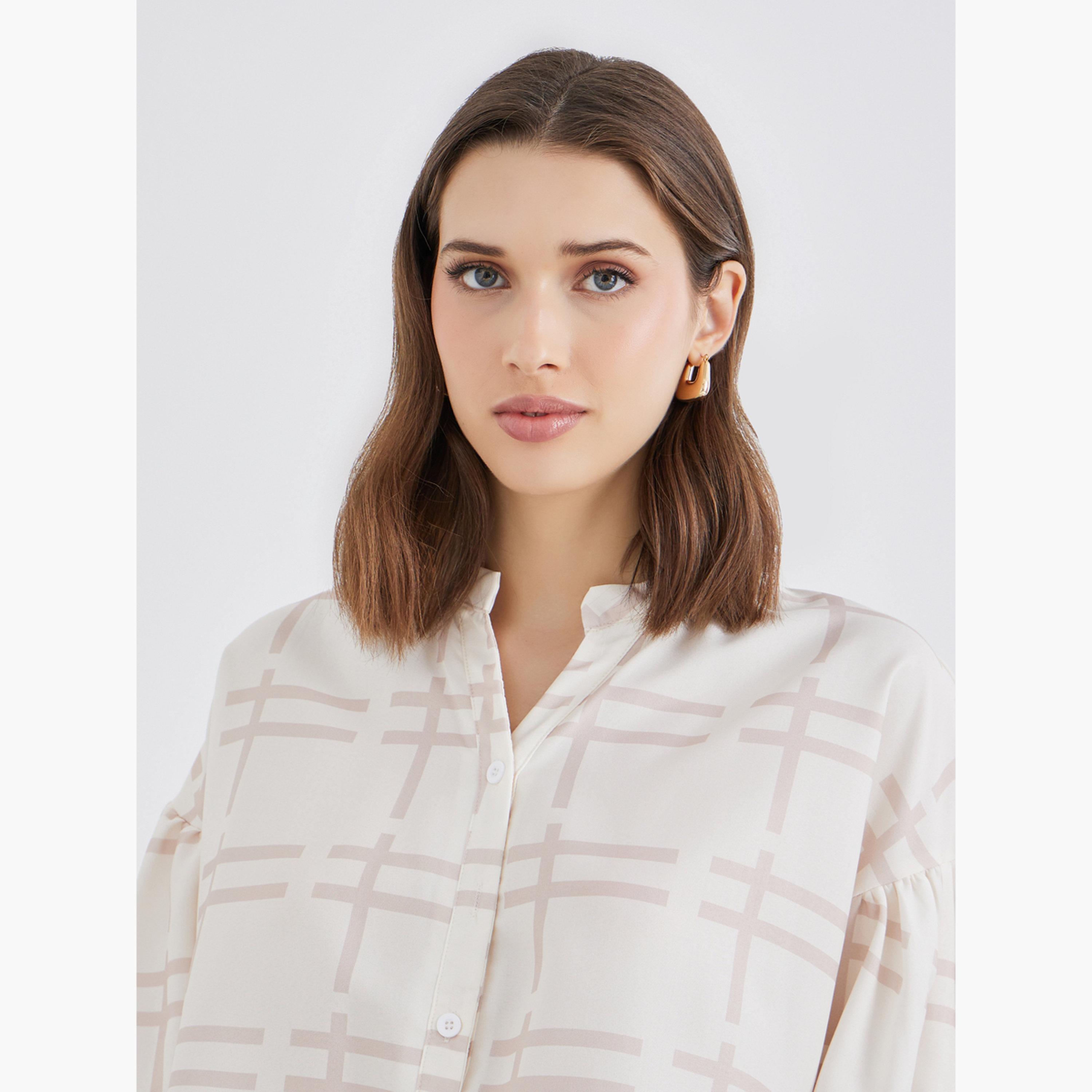 ستايلي - بلوزة كريمية بأكمام قصيرة-women-clothing-shirtsandblouses-blouses-image-3