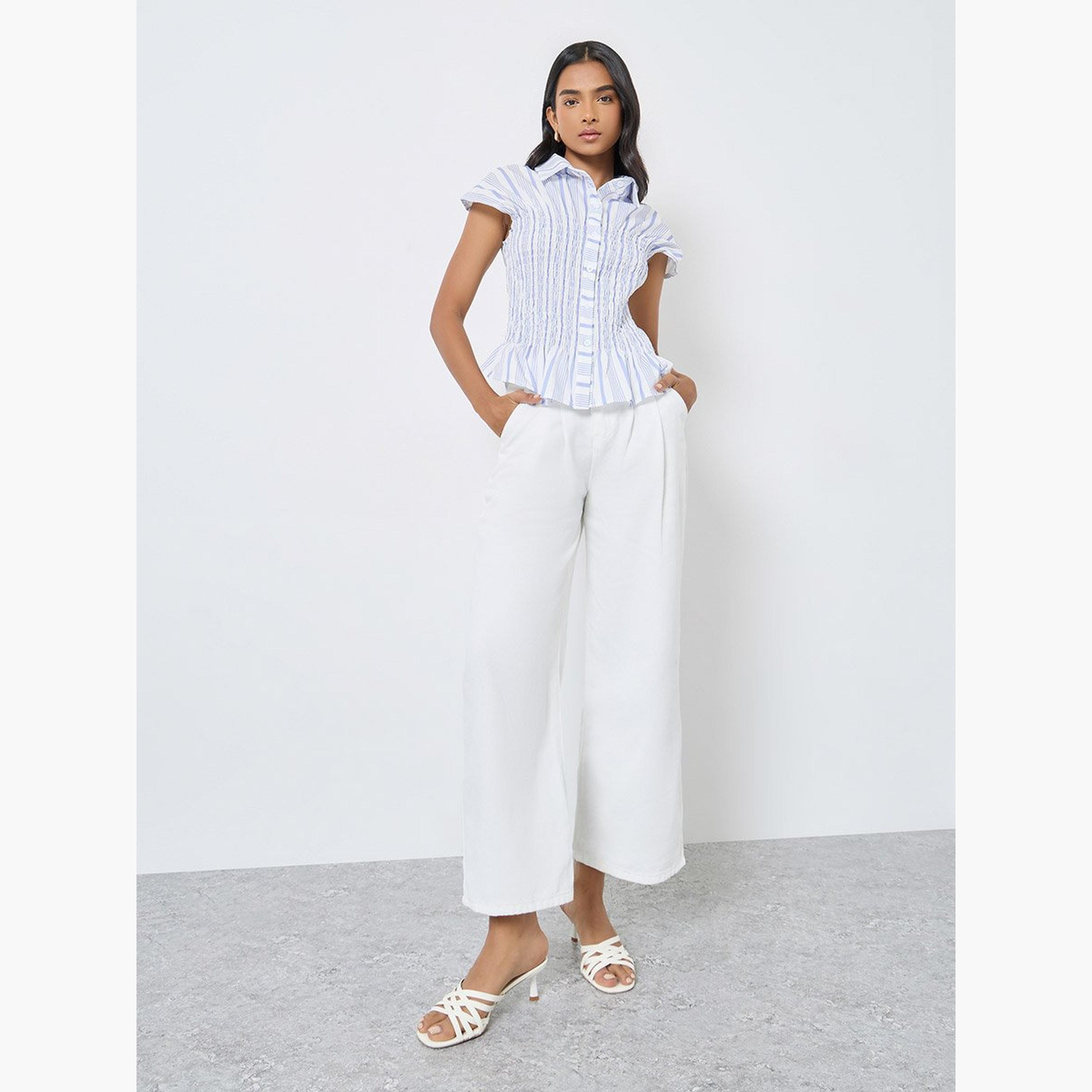 تيك تو - قميص مخطط بتفاصيل مطرزة وأزرار-women-clothing-shirtsandblouses-shirts-image-1