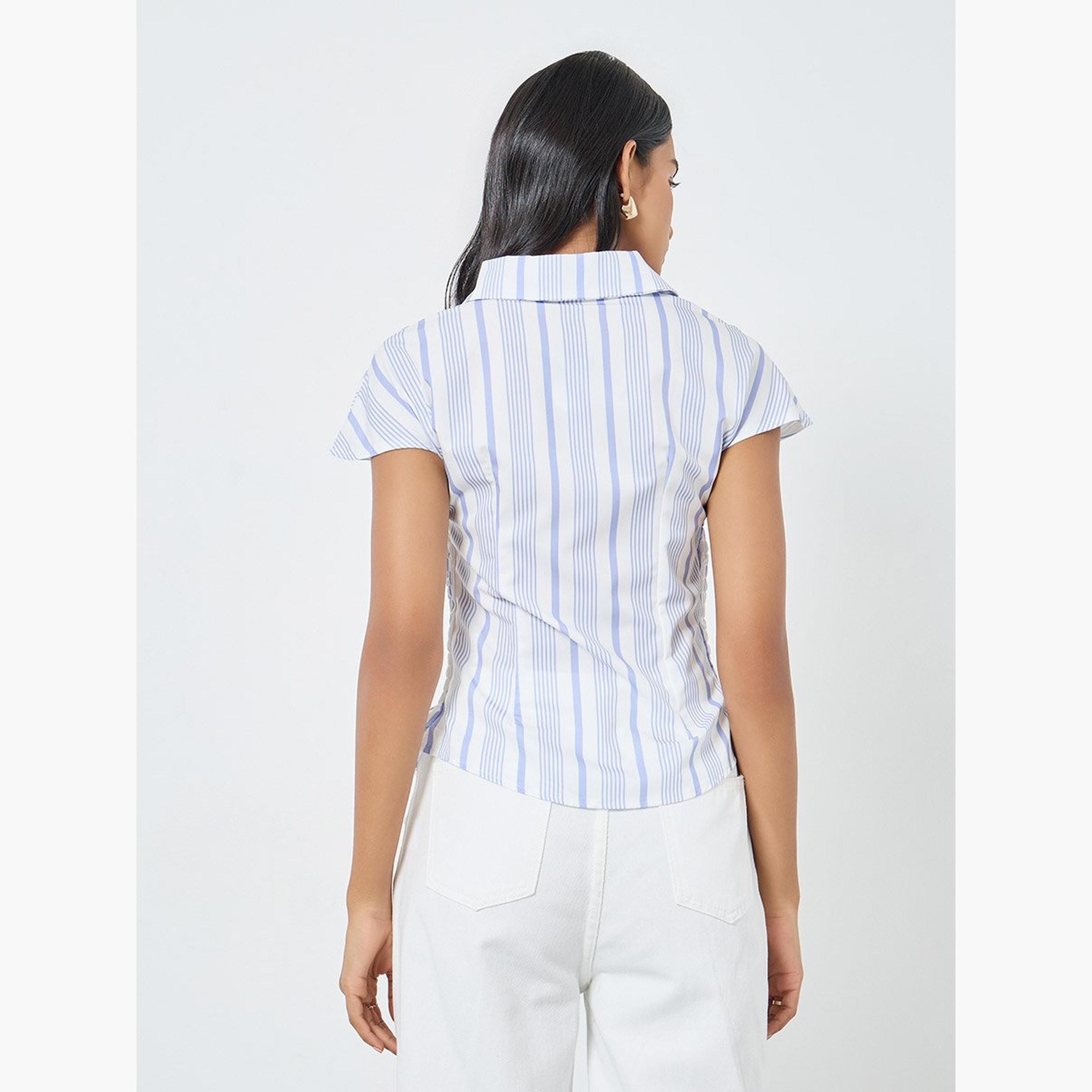 تيك تو - قميص مخطط بتفاصيل مطرزة وأزرار-women-clothing-shirtsandblouses-shirts-image-4